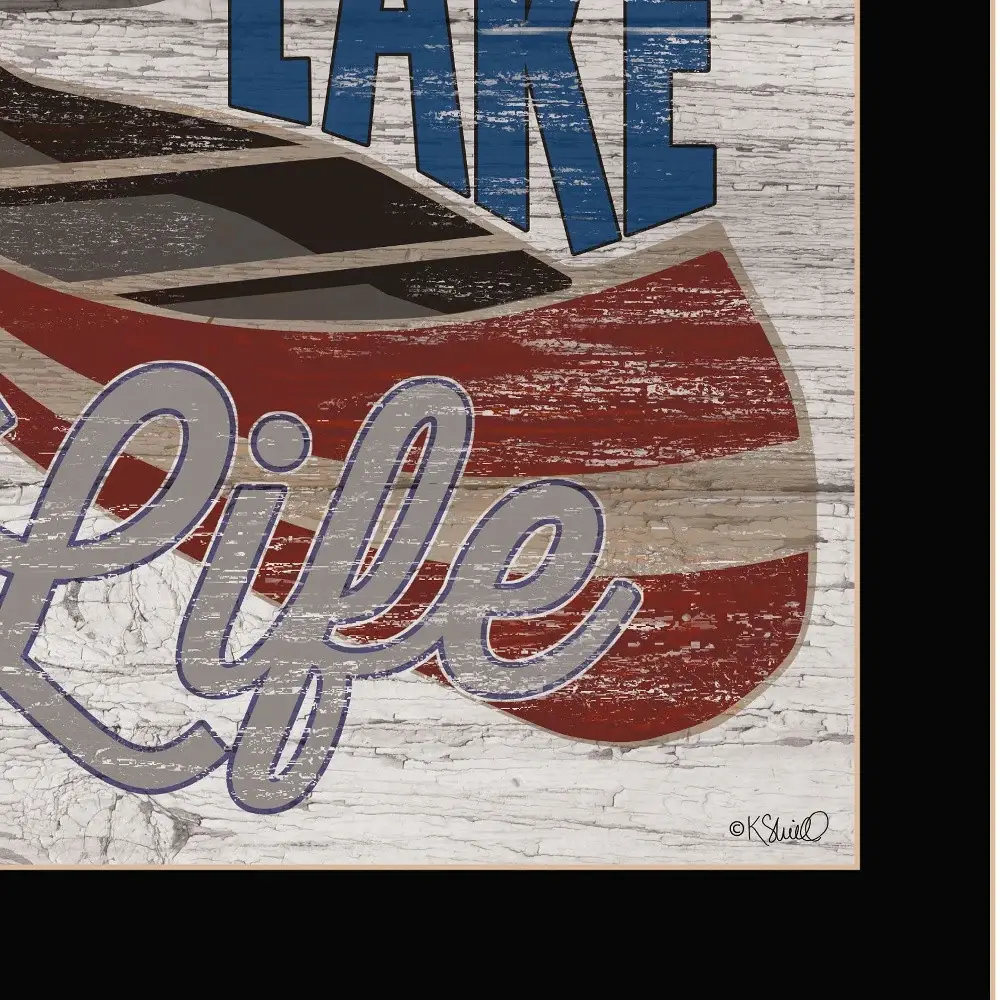 Lake Life Canoe 1 Black Framed Print Wall Art - Image 3