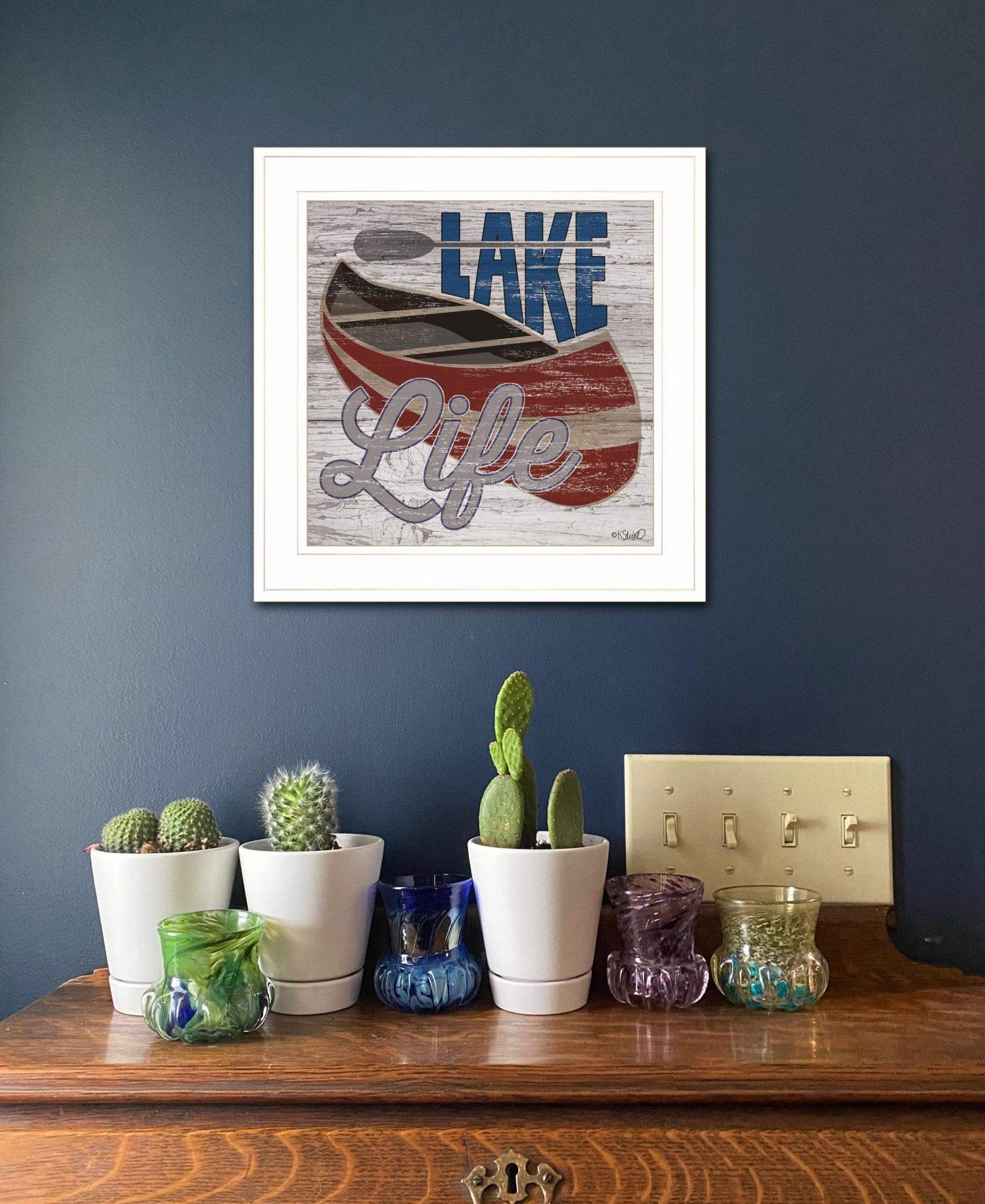 Lake Life Canoe 2 White Framed Print Wall Art - Image 4