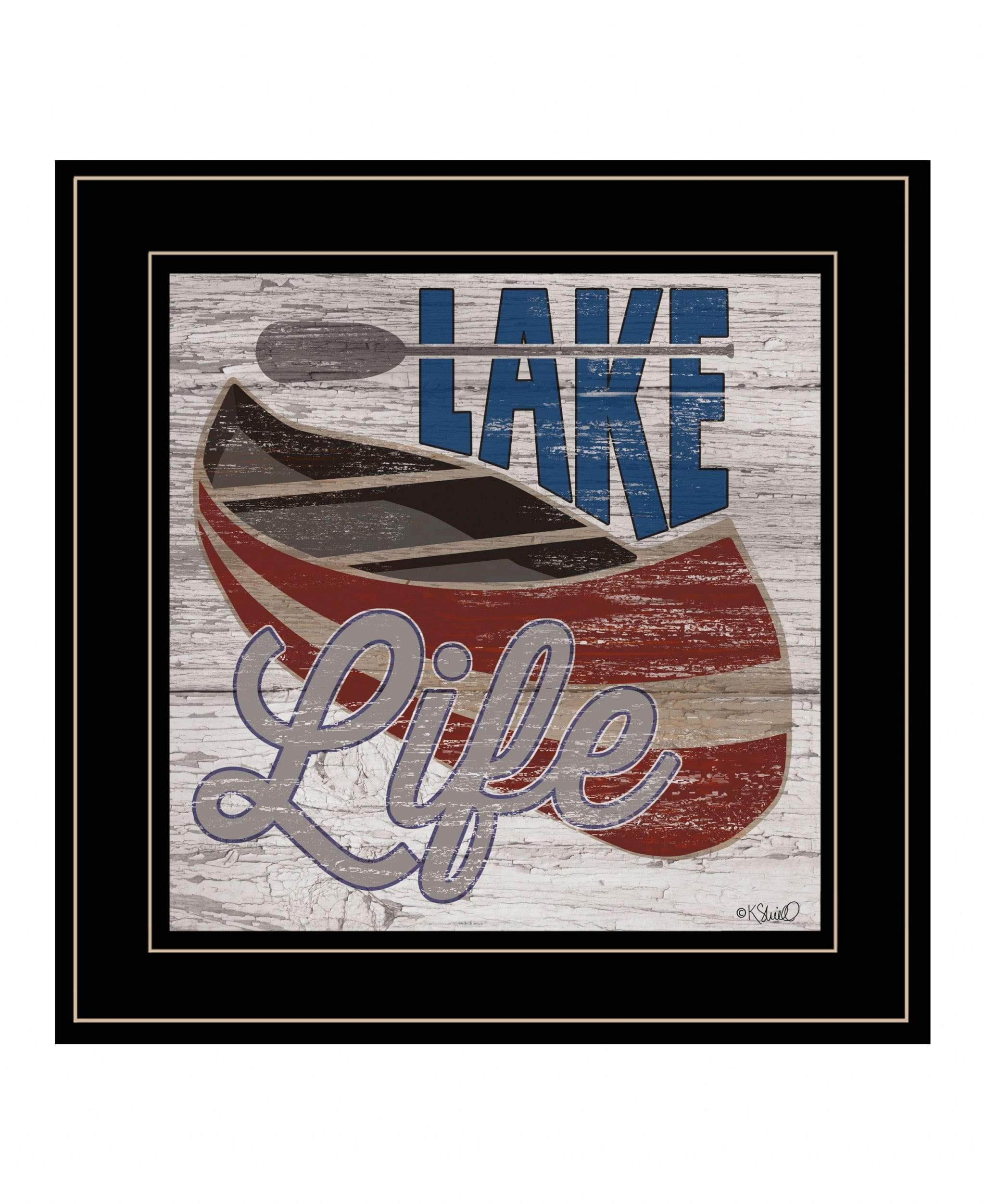 Lake Life Canoe 3 Black Framed Print Wall Art - Image 2