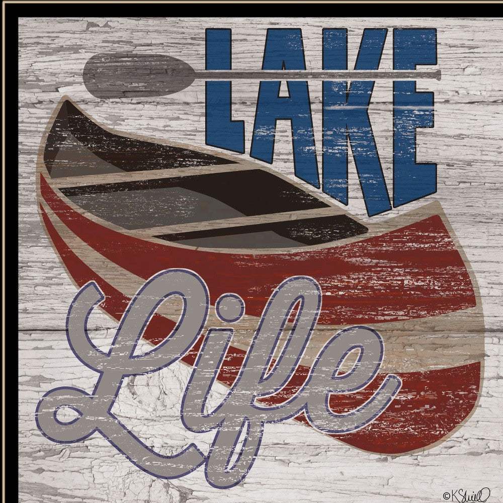 Lake Life Canoe 3 Black Framed Print Wall Art - Image 3