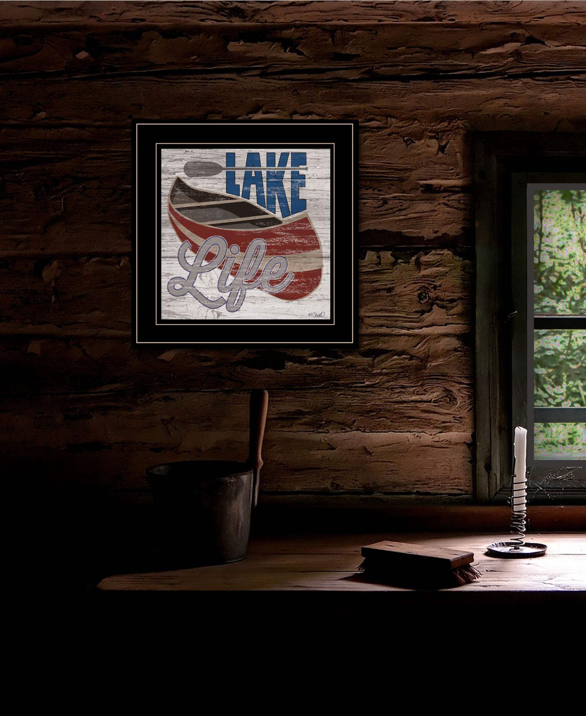 Lake Life Canoe 3 Black Framed Print Wall Art - Image 5