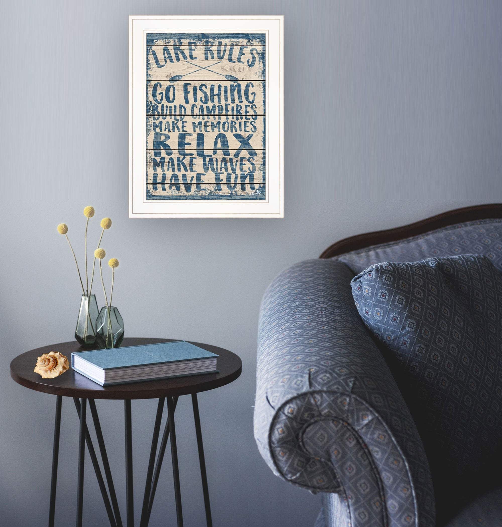 Lake Rules 1 White Framed Print Wall Art - Image 4