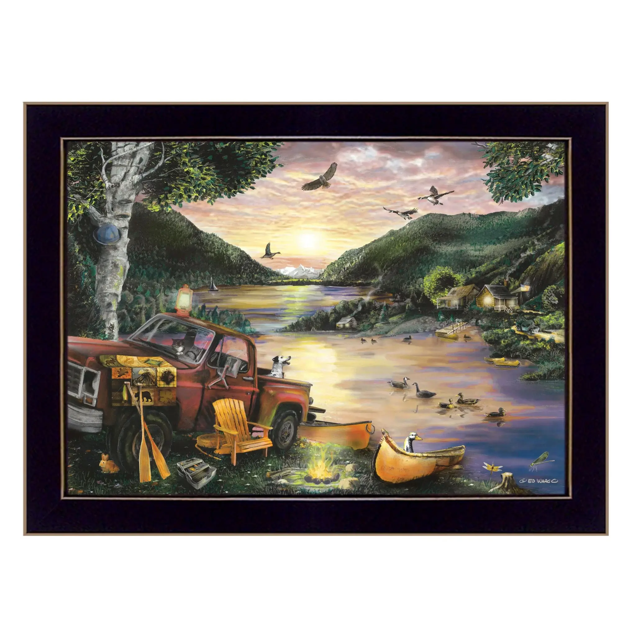 Lakefront Camping I 1 Black Framed Print Wall Art - Image 2
