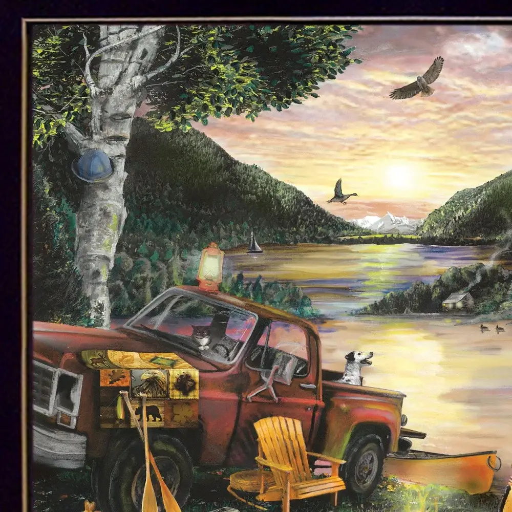 Lakefront Camping I 1 Black Framed Print Wall Art - Image 4