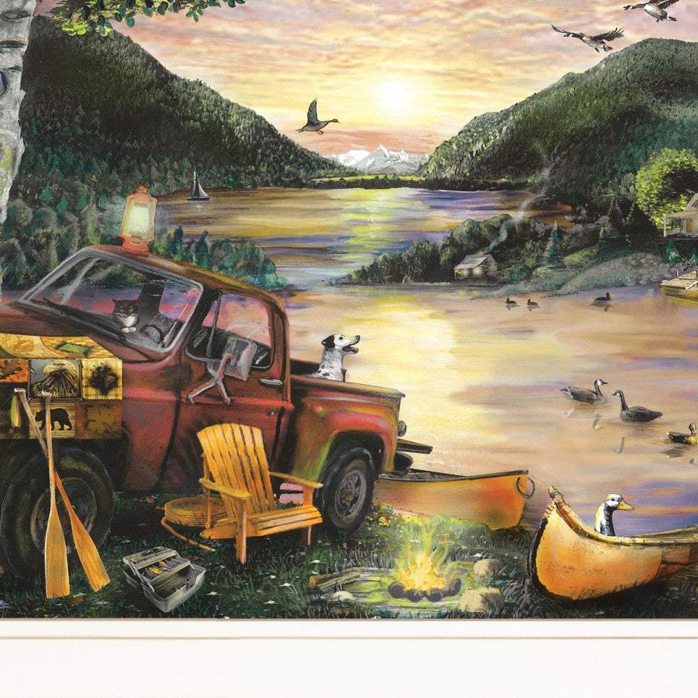 Lakefront Camping I 2 White Framed Print Wall Art - Image 4
