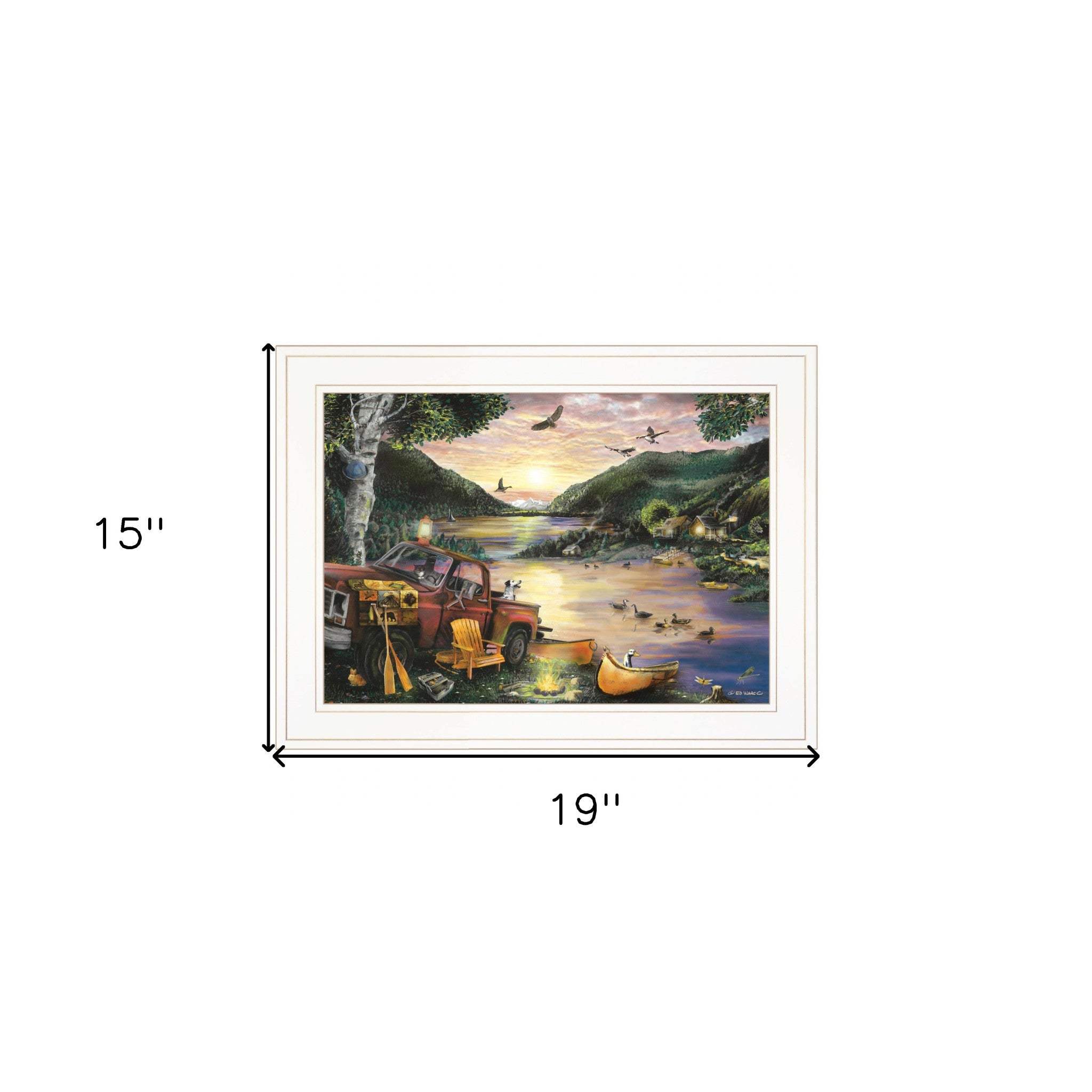 Lakefront Camping I 2 White Framed Print Wall Art - Image 6