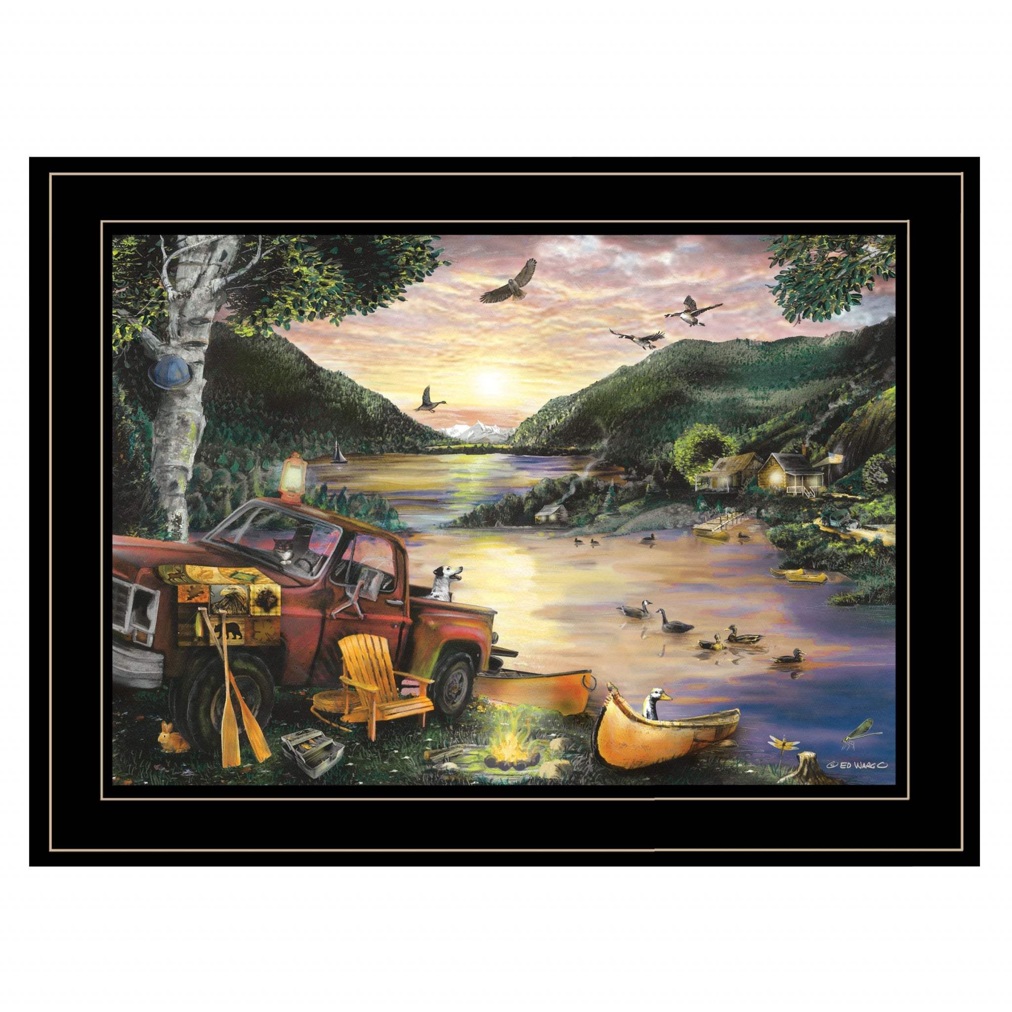 Lakefront Camping I 3 Black Framed Print Wall Art - Image 2