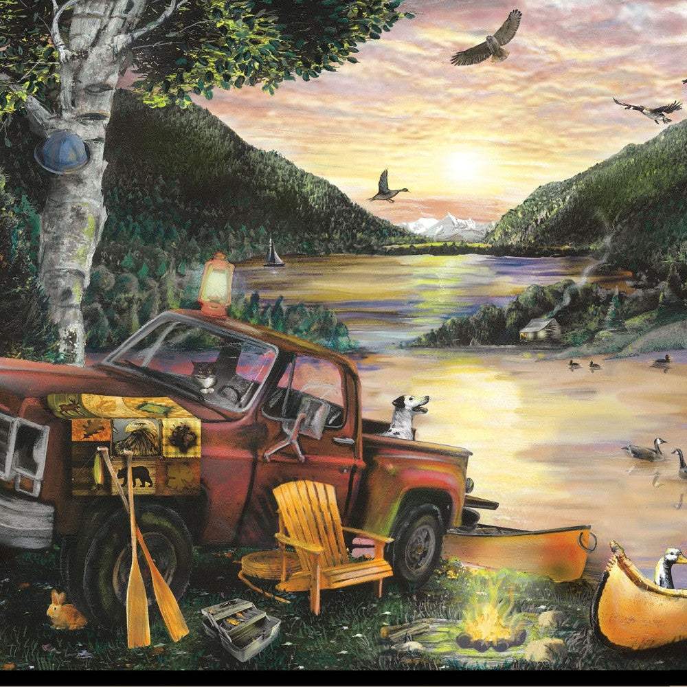 Lakefront Camping I 3 Black Framed Print Wall Art - Image 4