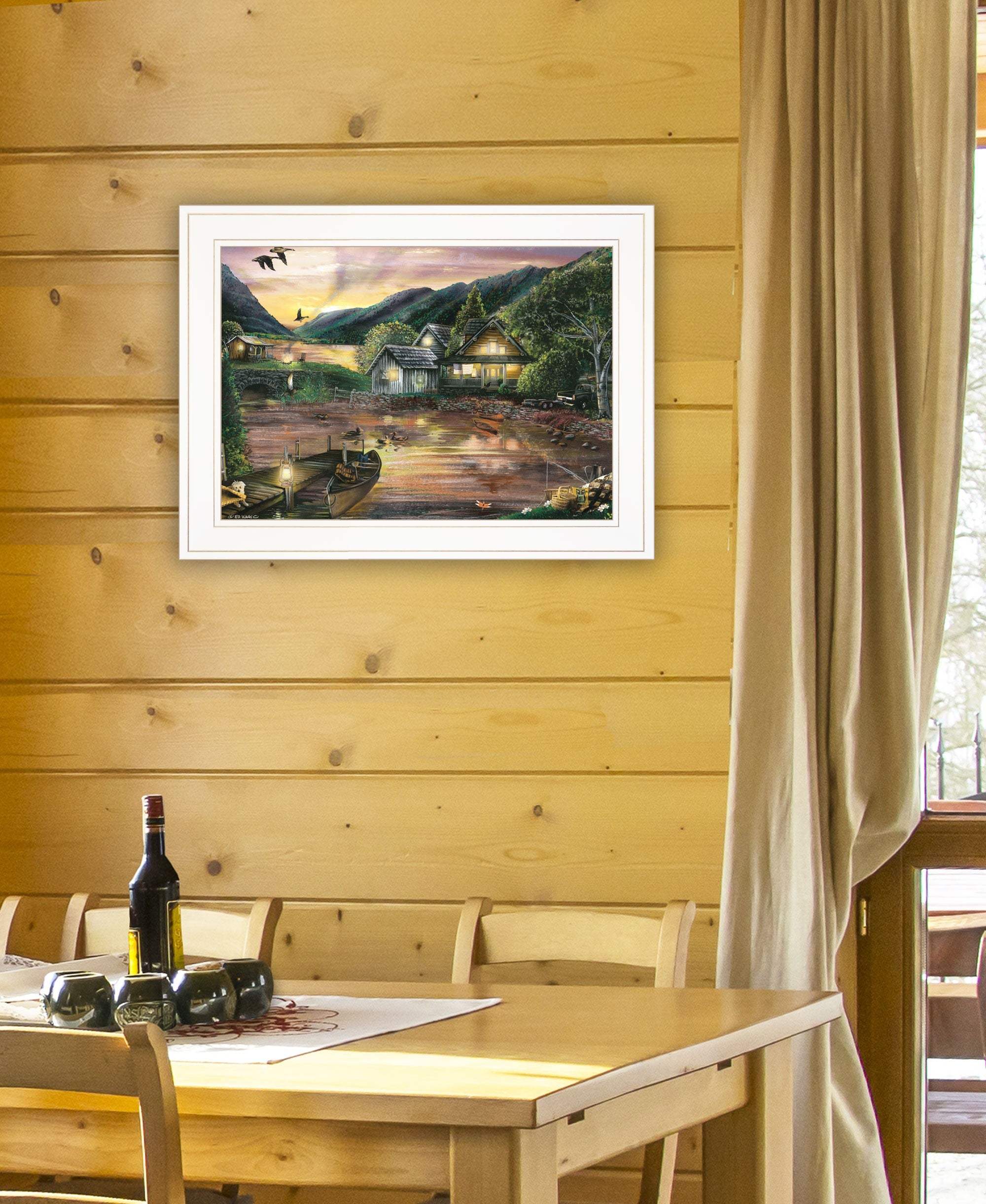 Lakefront Camping II 2 White Framed Print Wall Art - Image 5
