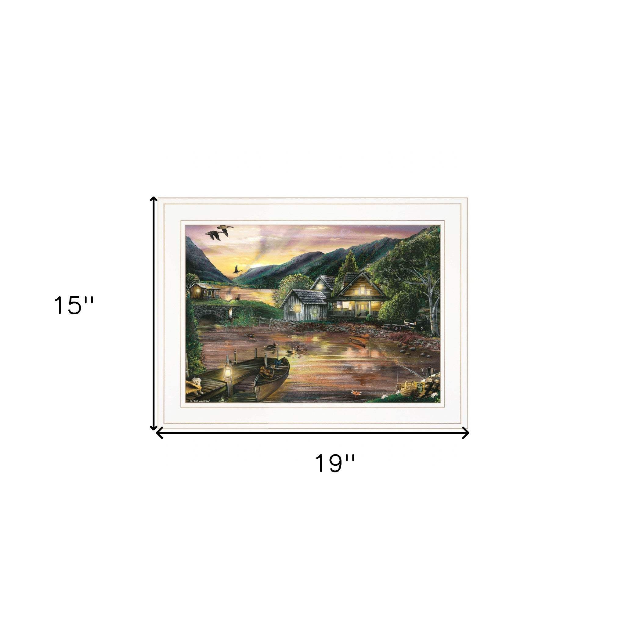 Lakefront Camping II 2 White Framed Print Wall Art - Image 6