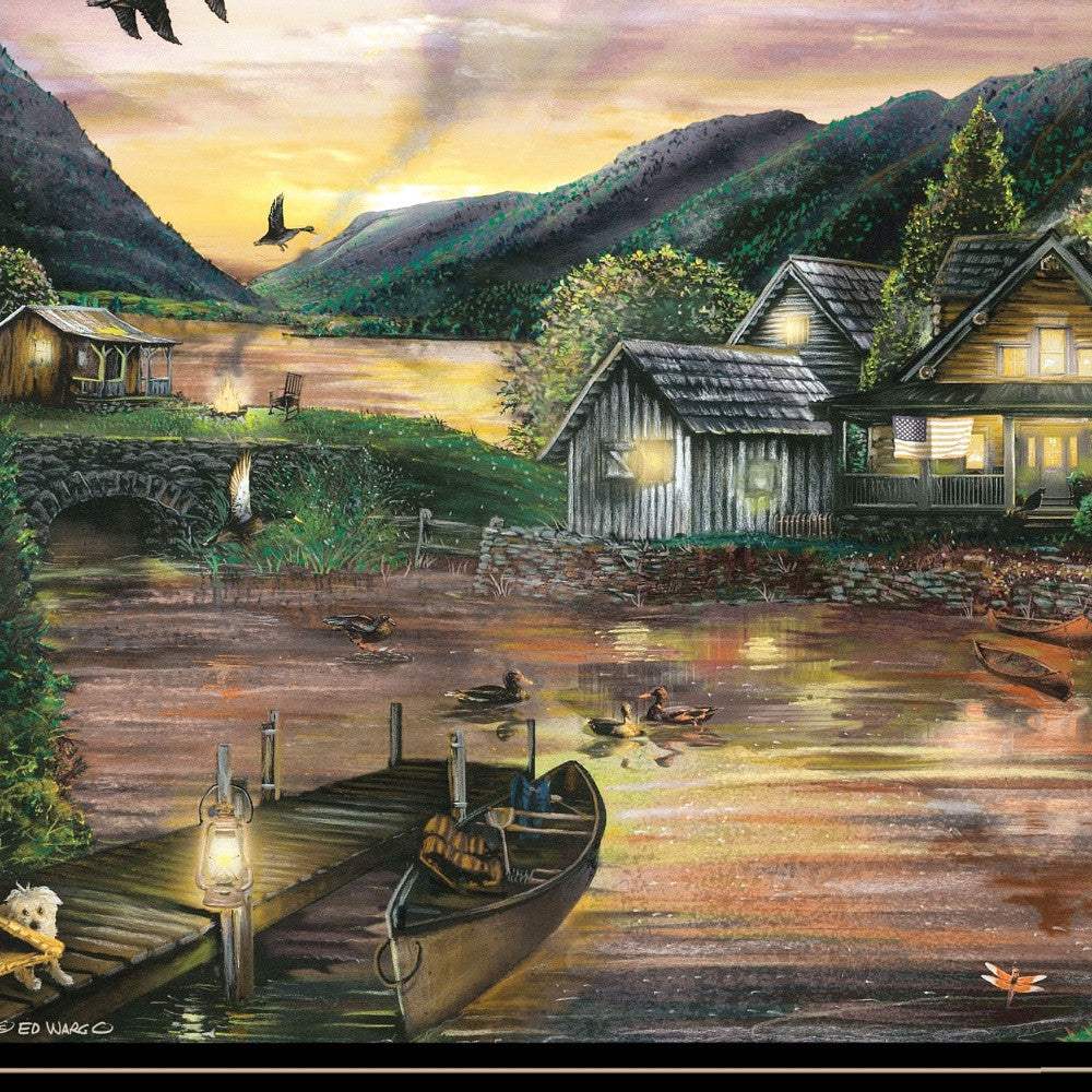 Lakefront Camping II 3 Black Framed Print Wall Art - Image 3