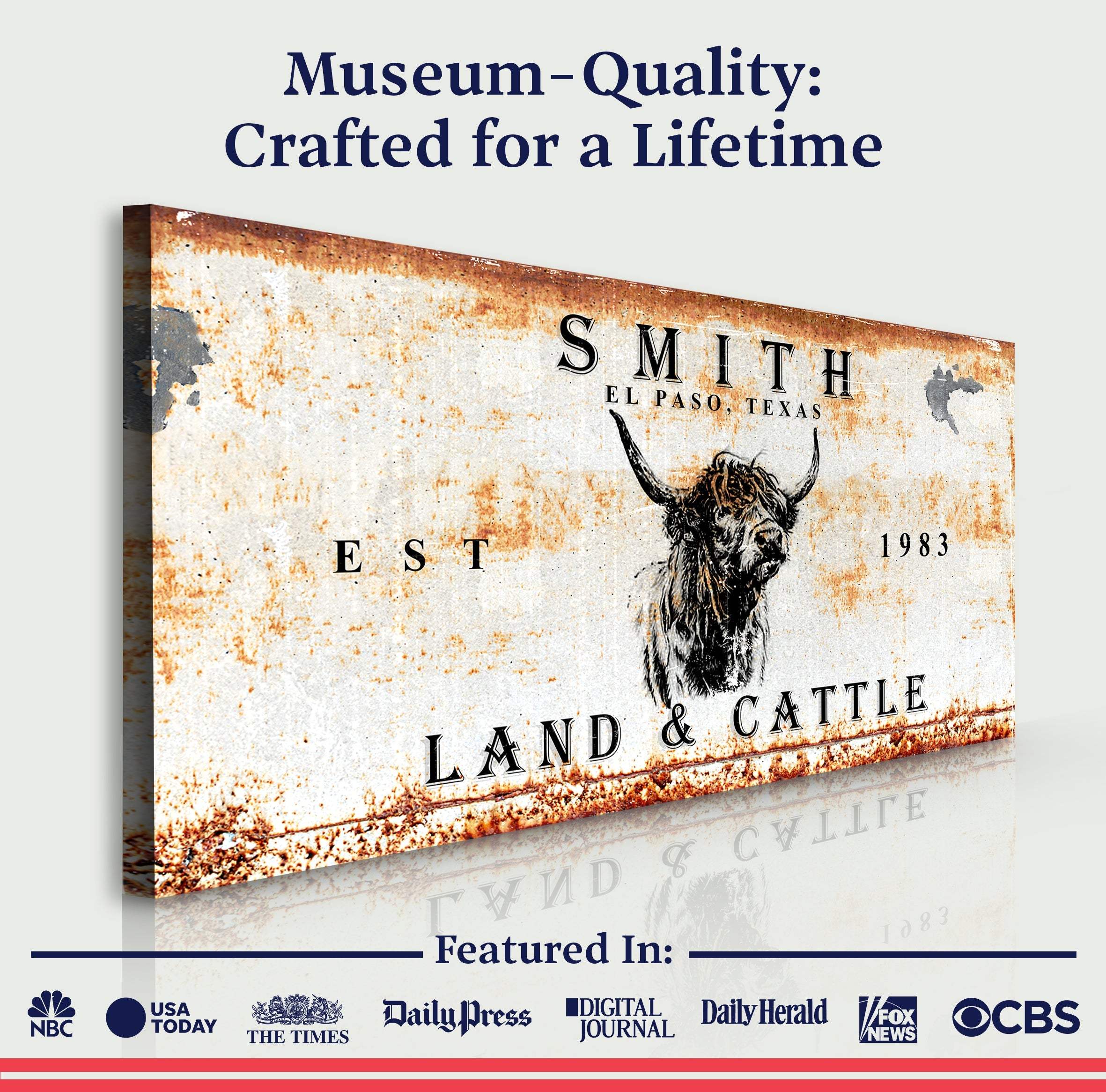 Land And Cattle Rustic Sign II - Image 3