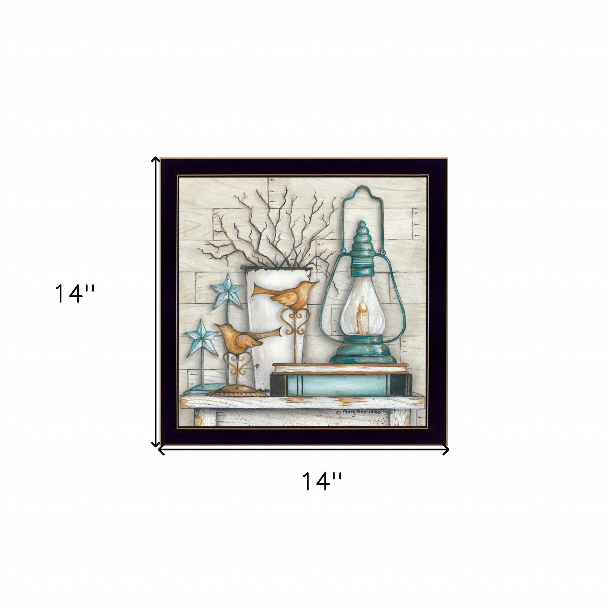 Lantern on Books 1 Black Framed Print Wall Art - Image 5