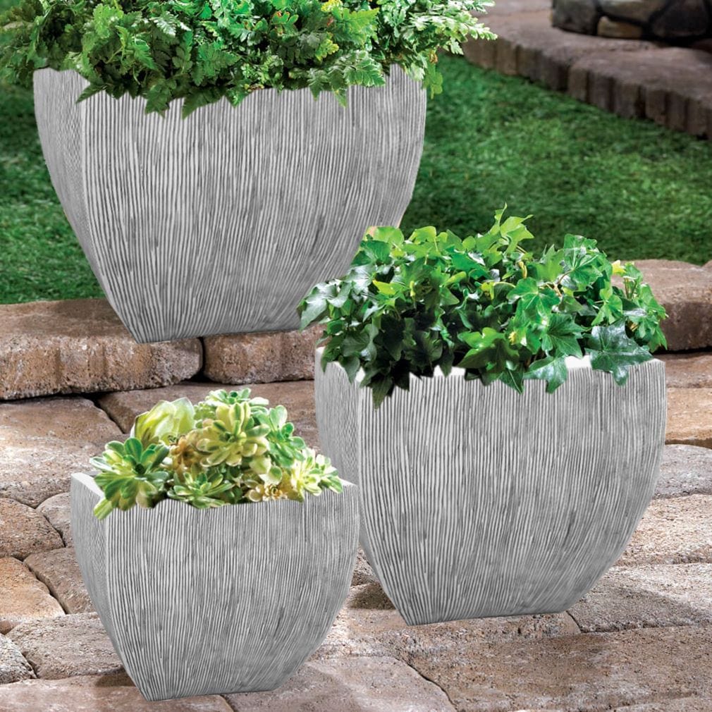 Large Distressed And Ribbed Flower Pot Planter - Image 4