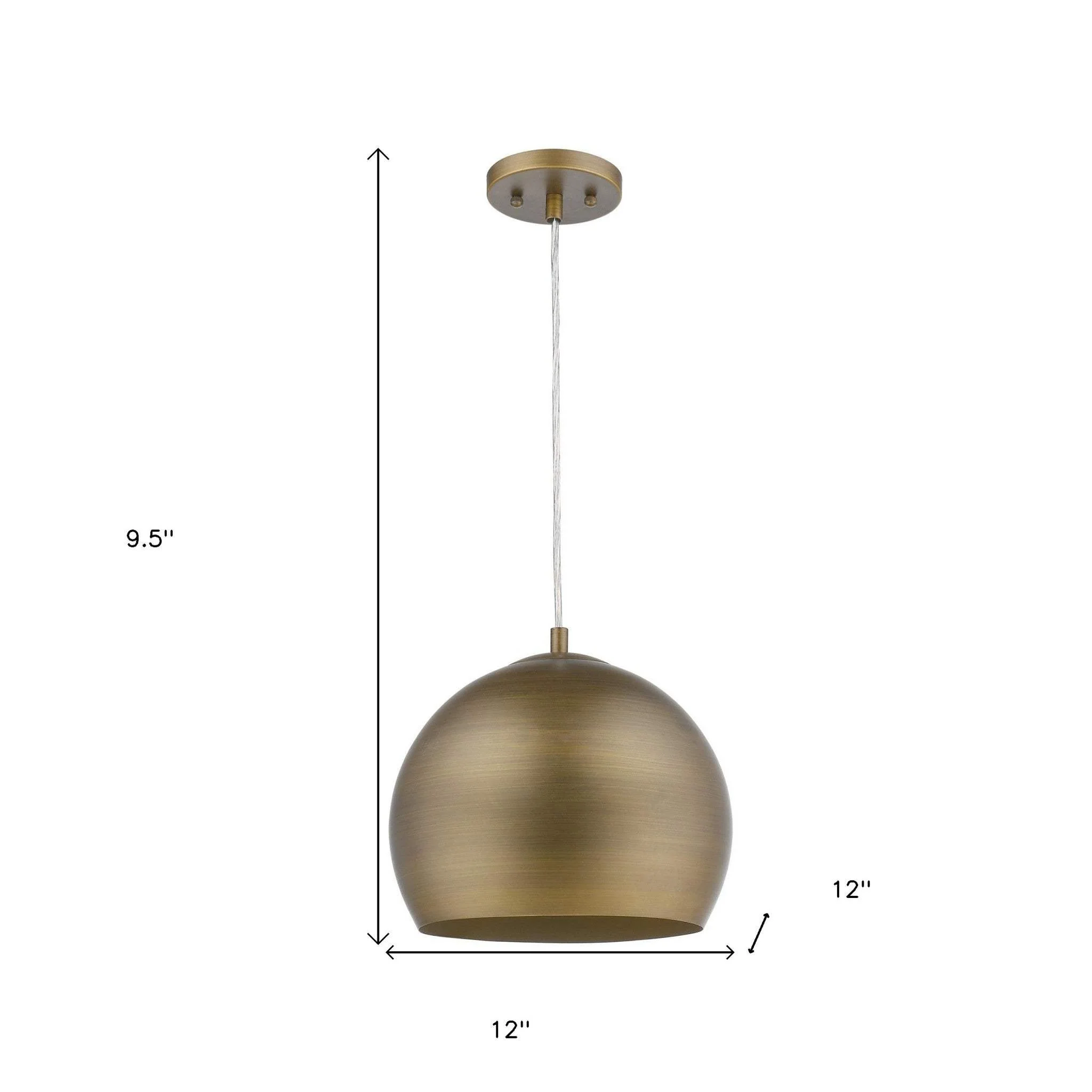 Latitude 1-Light Hand Painted Antique Gold Pendant With Gold Interior Shade - Image 6
