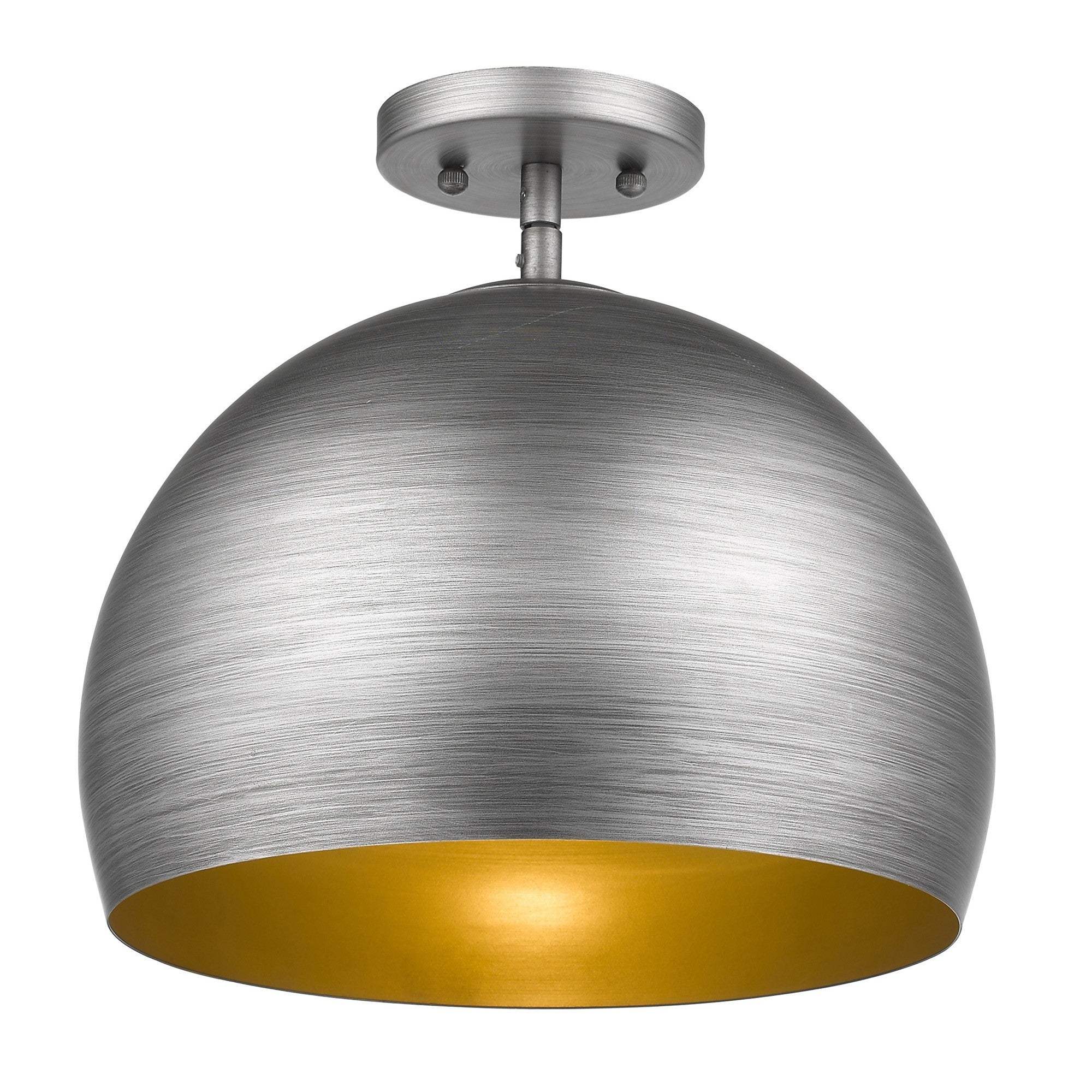 Latitude 1-Light Hand Painted Weathered Pewter Pendant With Gold Interior Shade (13.75") - Image 3