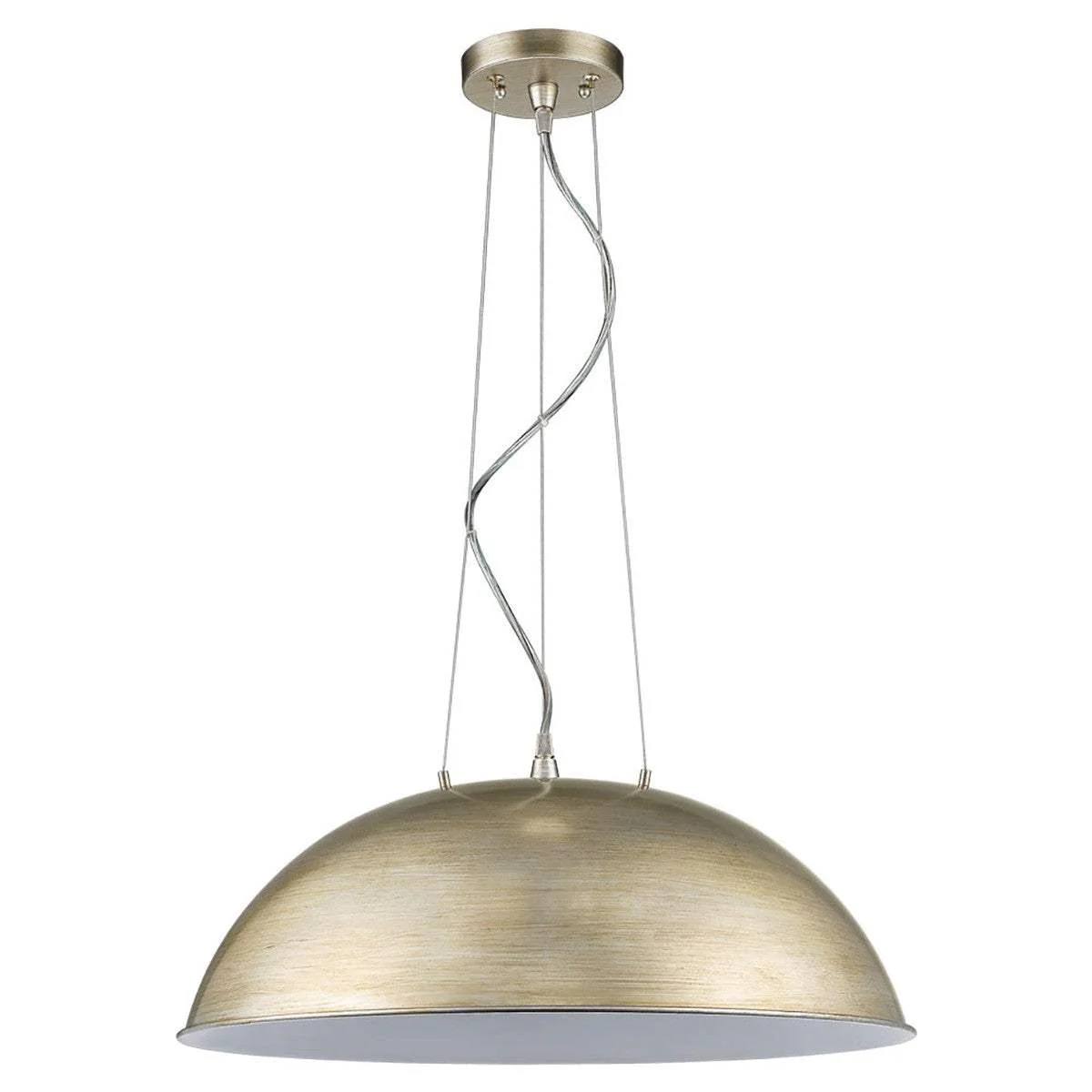 Layla 1-Light Washed Gold Bowl Pendant With Gloss White Interior Shade - Image 3
