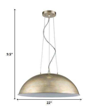 Layla 1-Light Washed Gold Bowl Pendant With Gloss White Interior Shade - Image 6