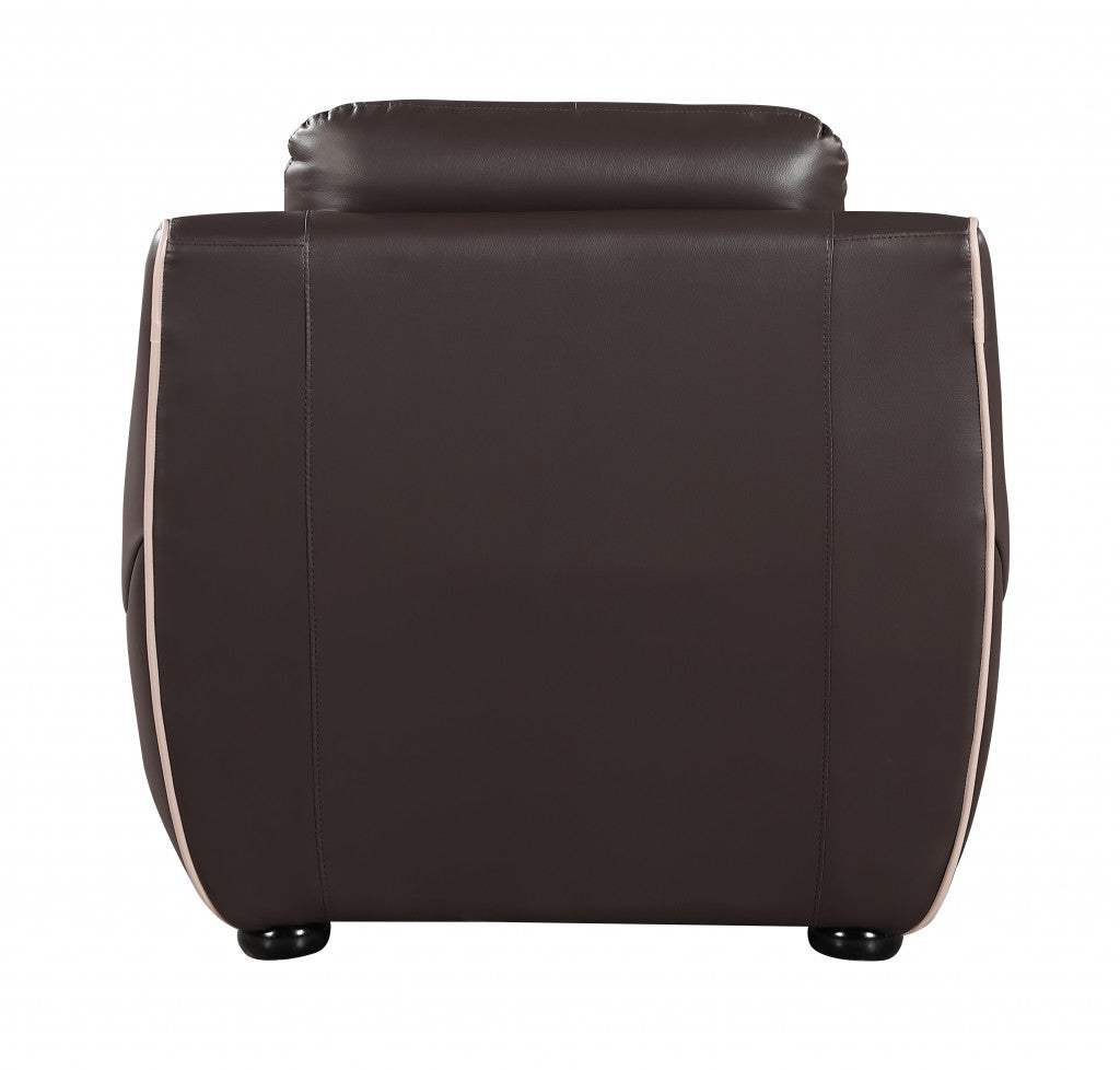 Leather Match Solid Color Flared Arms Club Chair Brown Legs - Image 3