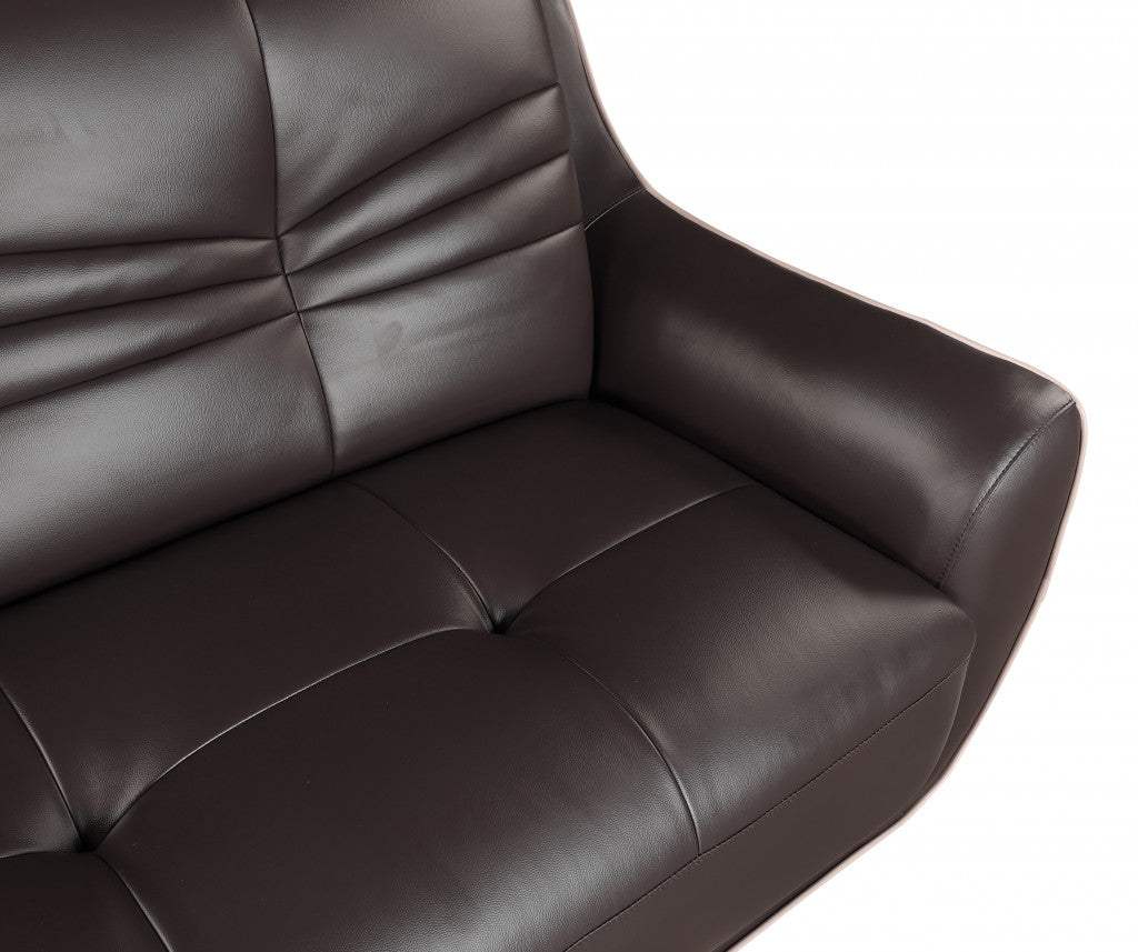 Leather Match Solid Color Flared Arms Club Chair Brown Legs - Image 6