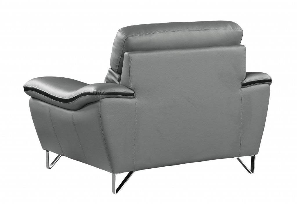 Leather Match Solid Color Pillow Top Arms Silver Legs - Image 4