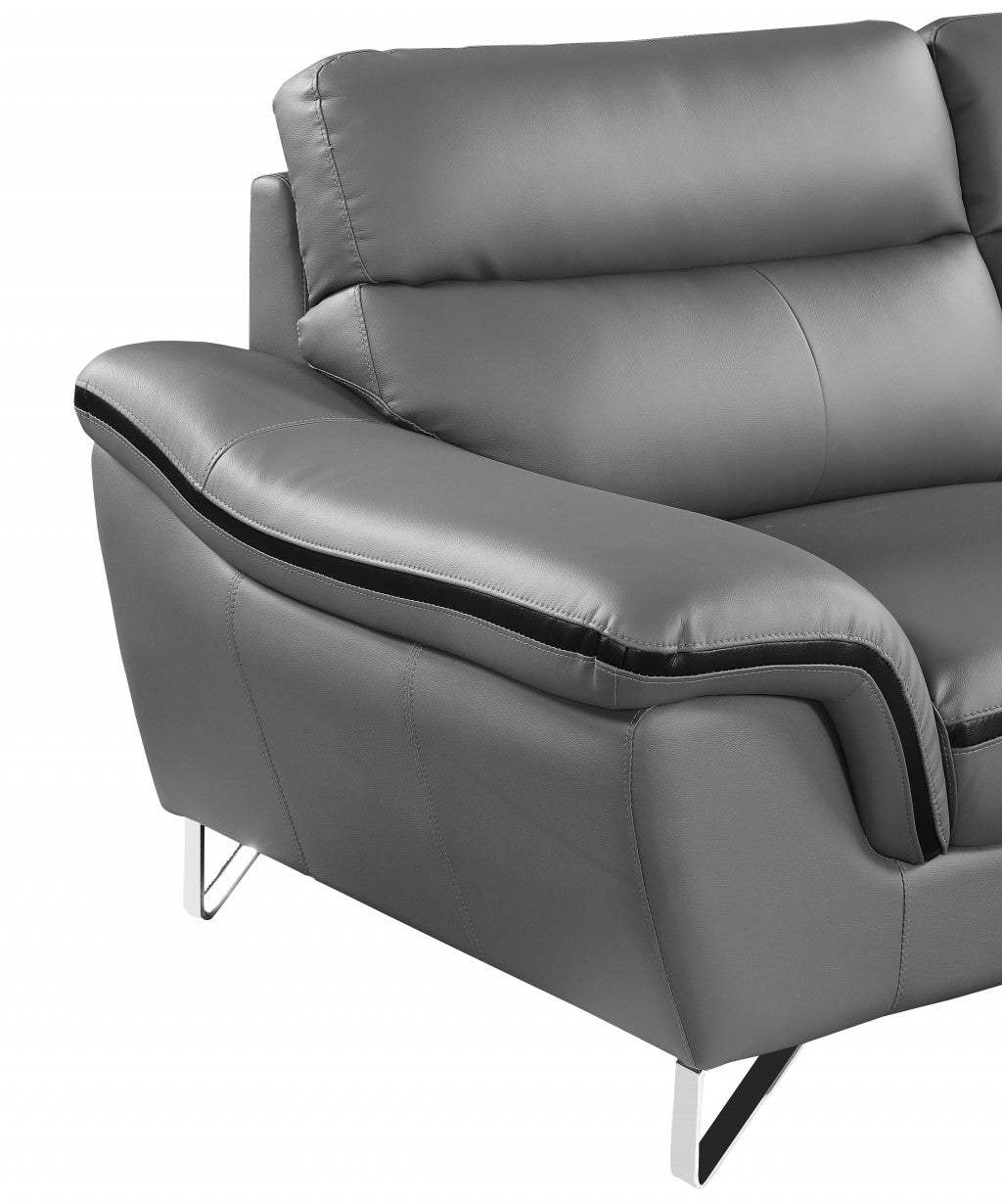 Leather Match Solid Color Pillow Top Arms Silver Legs - Image 7