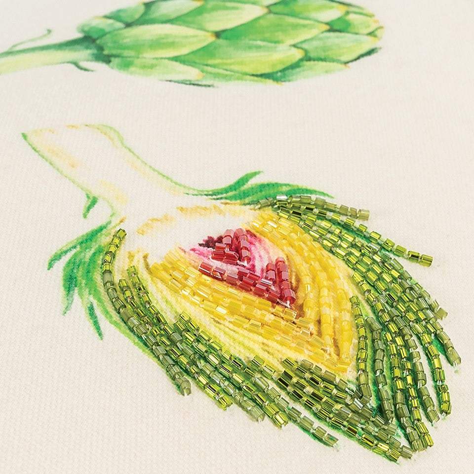 Lemon Green Artichoke Embroidered Lumbar Pillow - Image 4