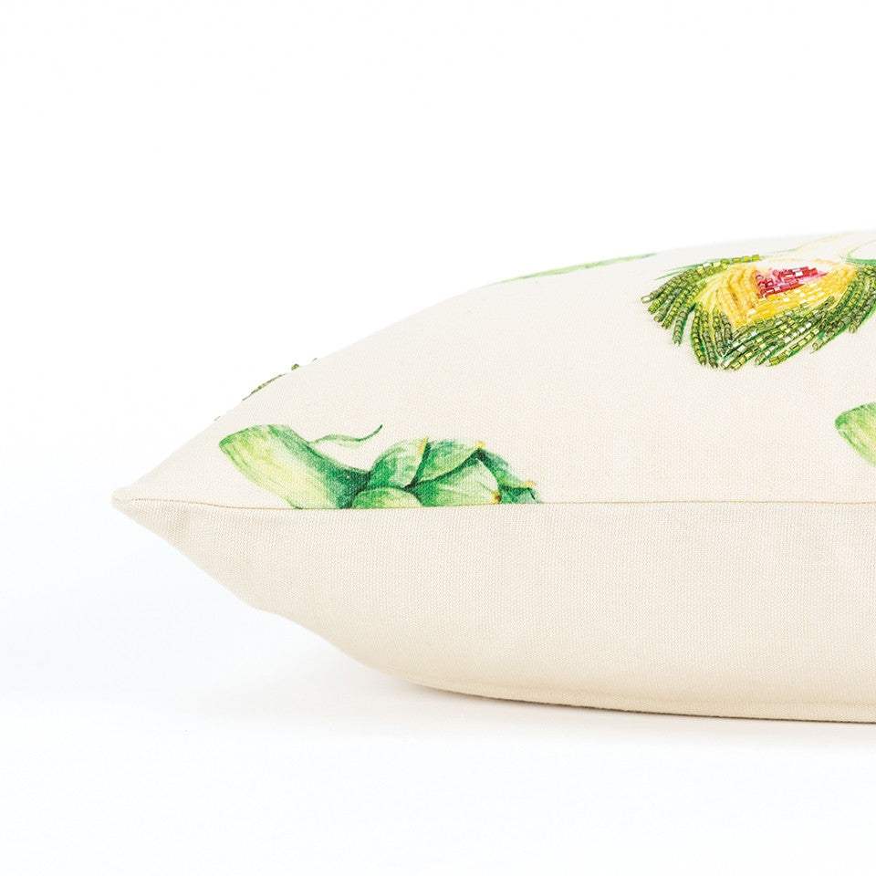Lemon Green Artichoke Embroidered Lumbar Pillow - Image 5