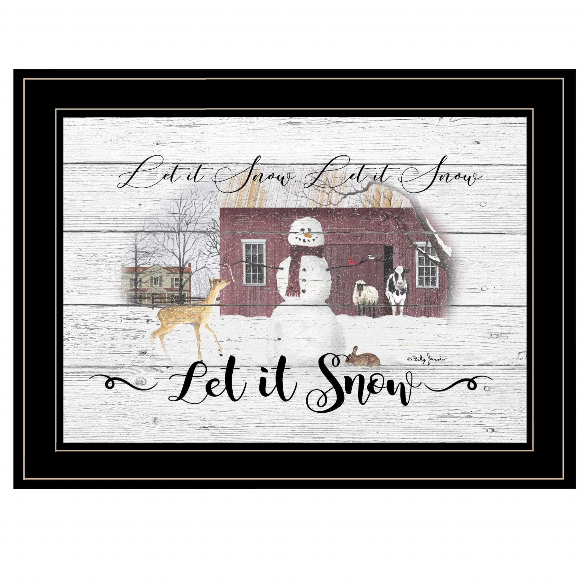 Let It Snow 3 Black Framed Print Wall Art - Image 2