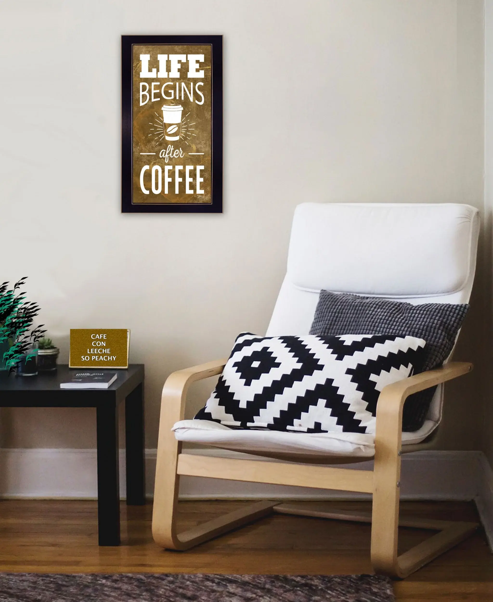 Life Begins after Coffee 1 Black Framed Print Wall Art - Image 4