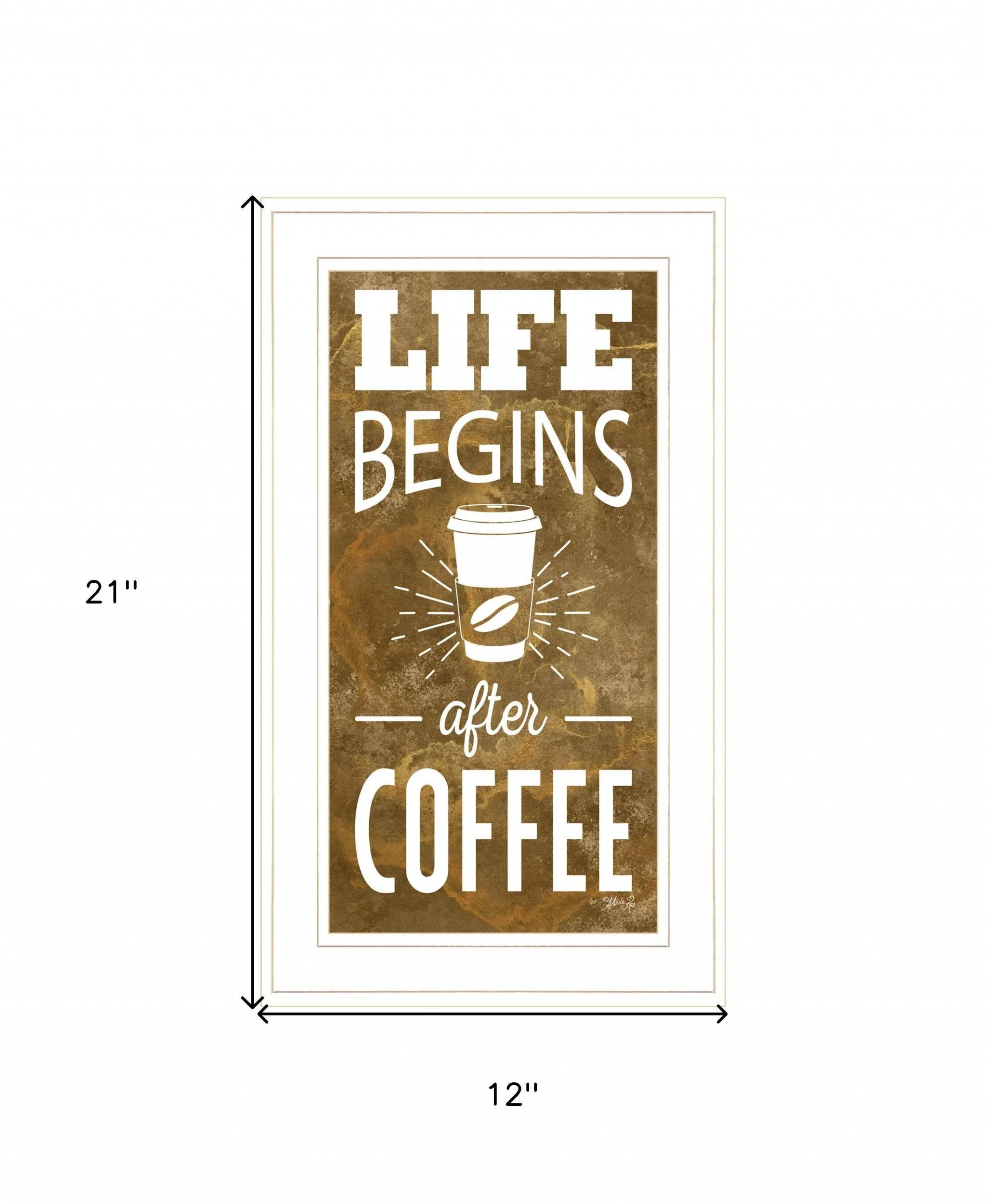 Life Begins after Coffee 2 White Framed Print Wall Art - Image 6