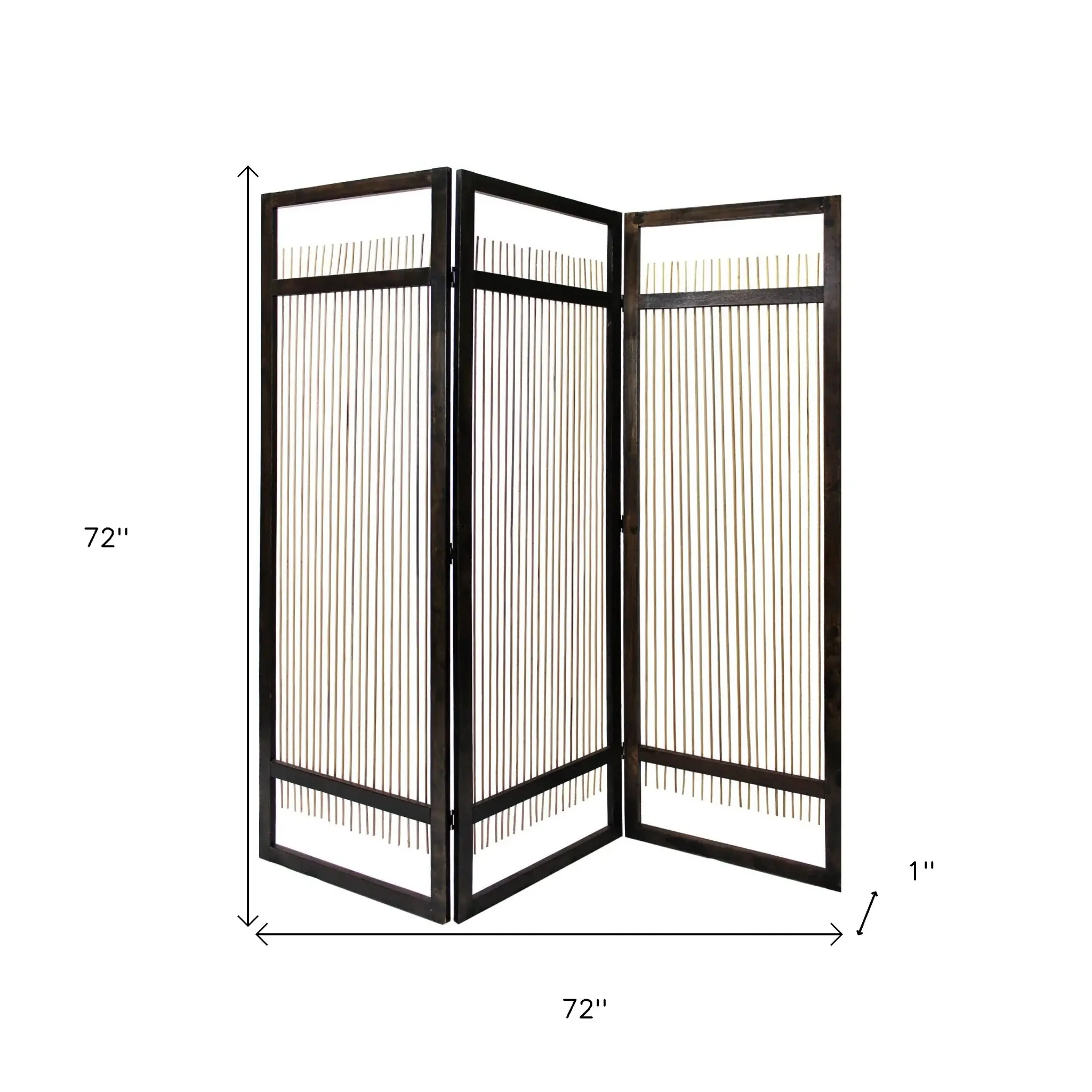 Light and Dark Rattan Three Panel Room Divider Screen - Image 7