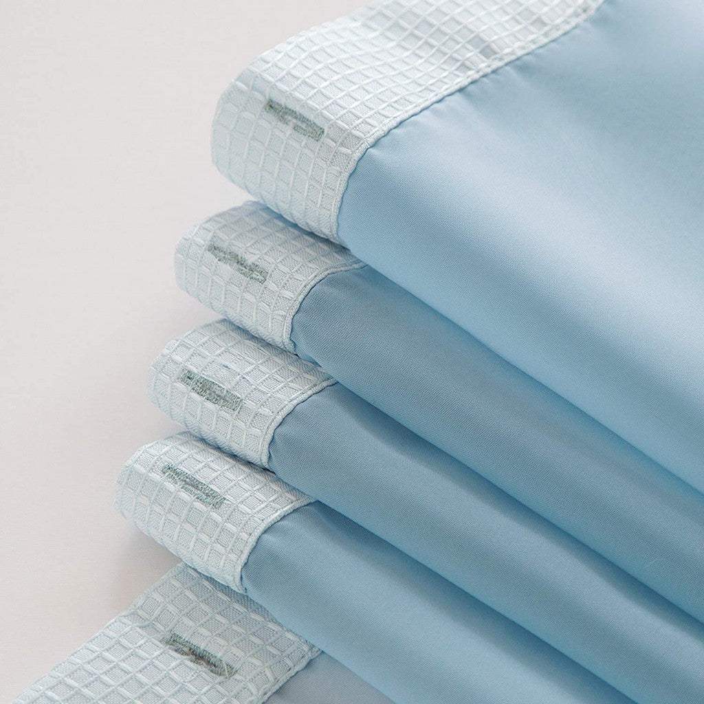 Light Blue Sheer and Grid Shower Curtain and Liner Set - Image 3