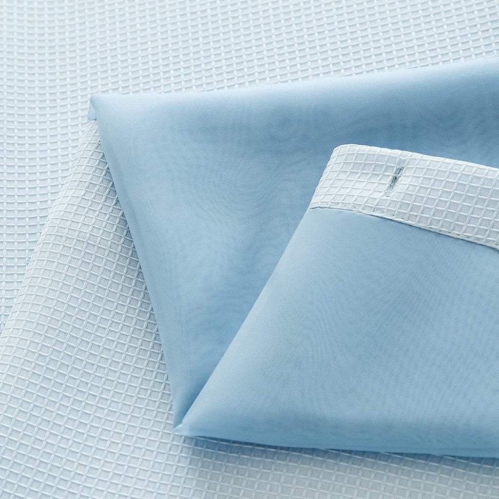 Light Blue Sheer and Grid Shower Curtain and Liner Set - Image 4