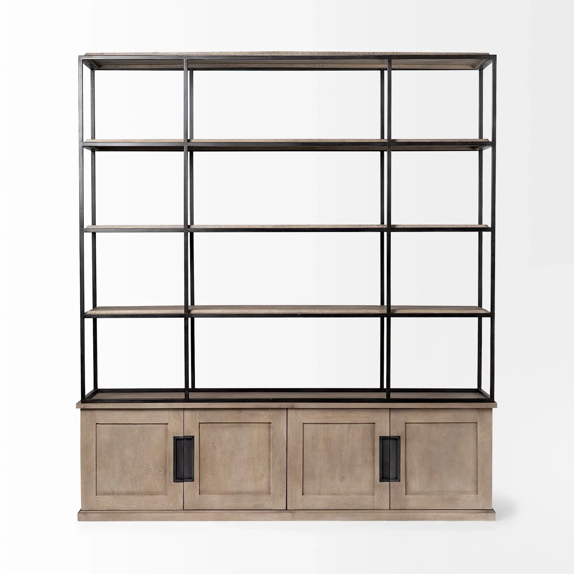 Light Brown Wood And Iron Shelving Unit With 3 Shelves - Image 3
