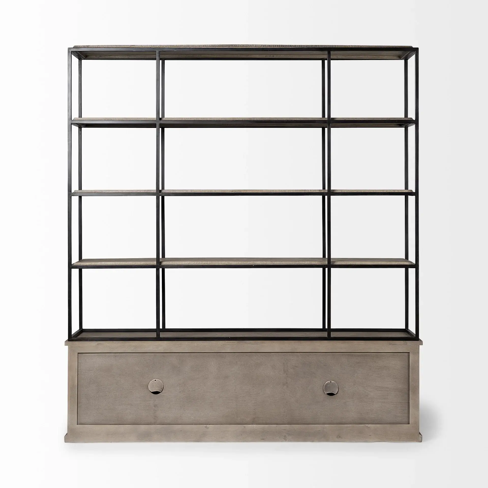Light Brown Wood And Iron Shelving Unit With 3 Shelves - Image 4