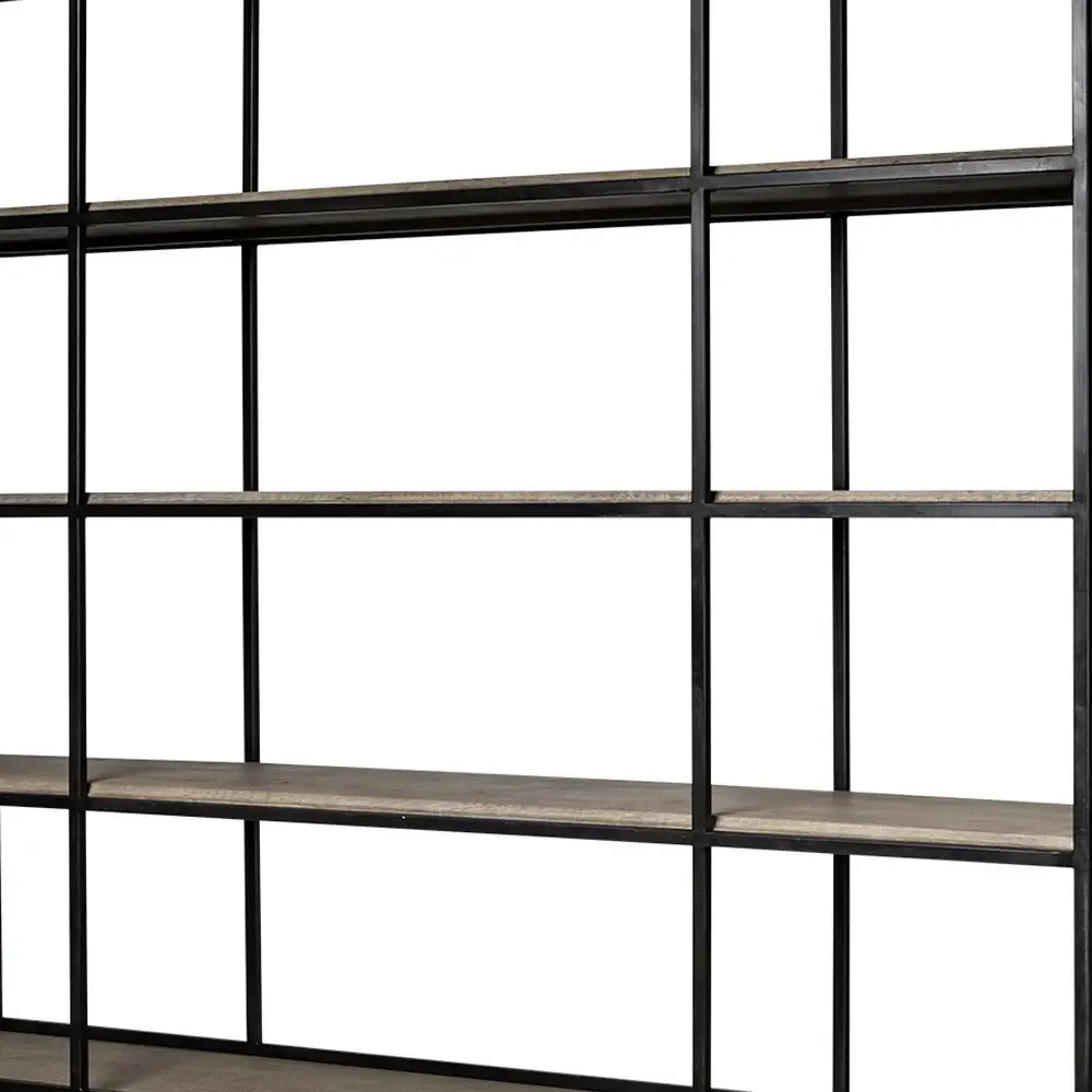 Light Brown Wood And Iron Shelving Unit With 3 Shelves - Image 6