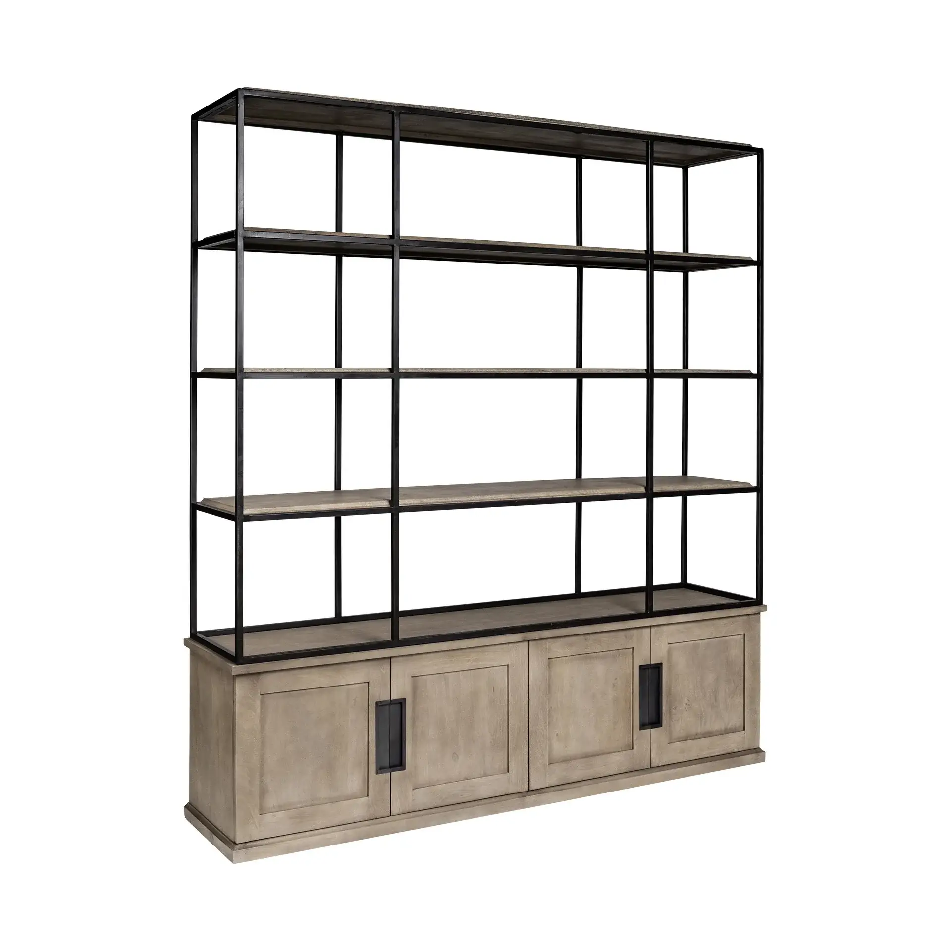 Light Brown Wood And Iron Shelving Unit With 3 Shelves - Image 7