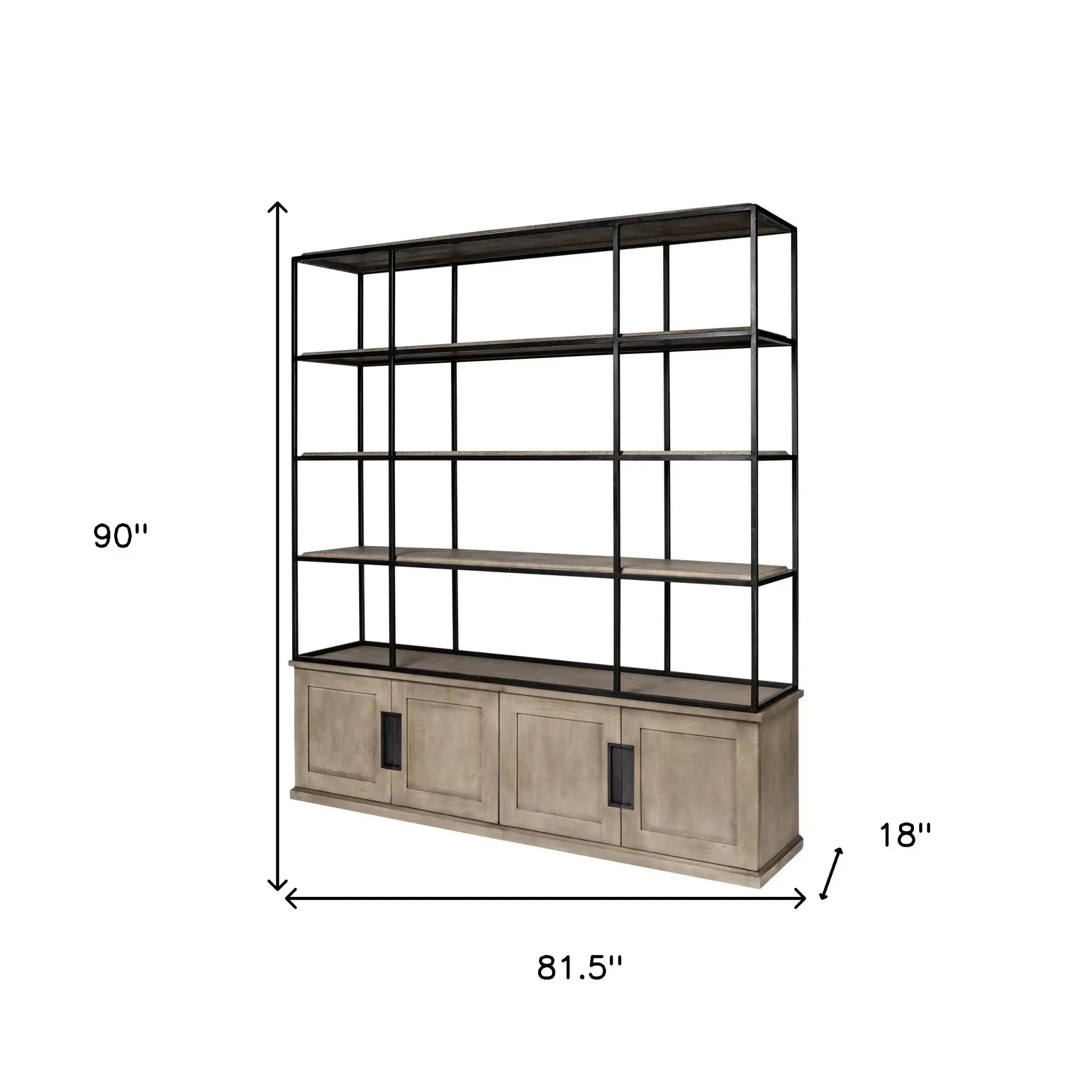 Light Brown Wood And Iron Shelving Unit With 3 Shelves - Image 8
