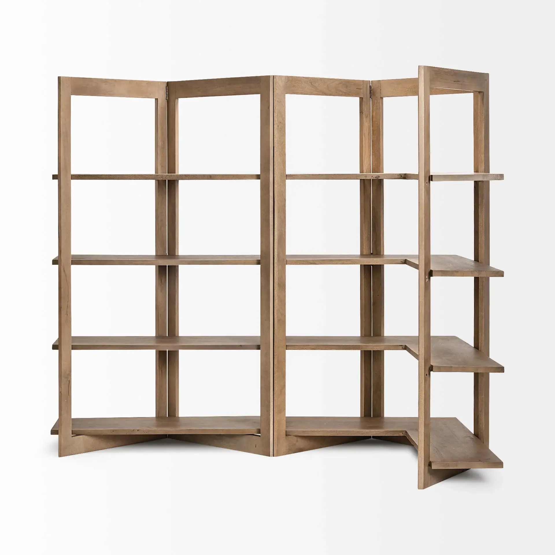Light Brown Wood Shelving Unit With 4 Shelves - Image 6