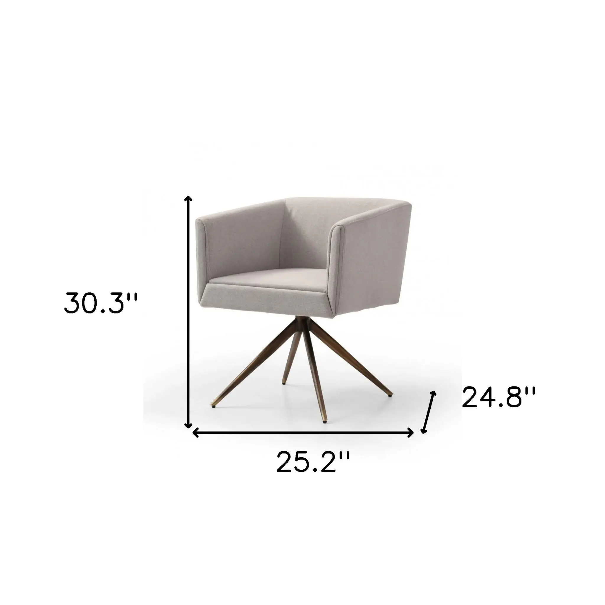 Light Gray And Brass Upholstered Fabric Dining Arm Chair - Image 9
