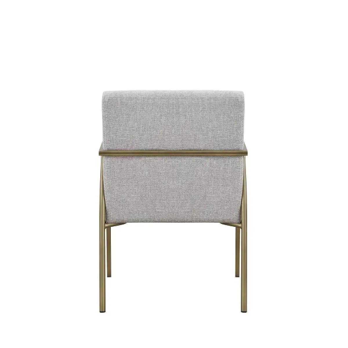 Light Gray And Brass Upholstered Fabric Dining Arm Chair - Image 4