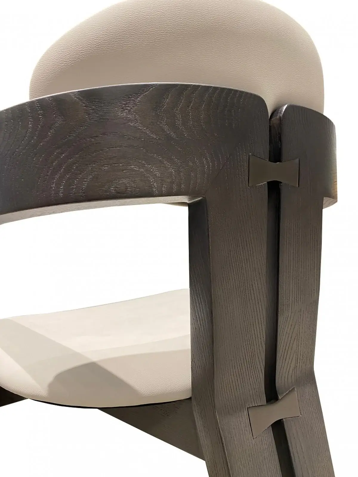 Light Gray And Dark Gray Upholstered Faux Leather Open Back Dining Arm Chair - Image 5