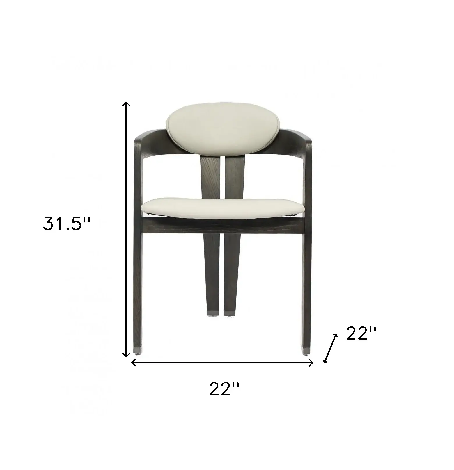 Light Gray And Dark Gray Upholstered Faux Leather Open Back Dining Arm Chair - Image 6