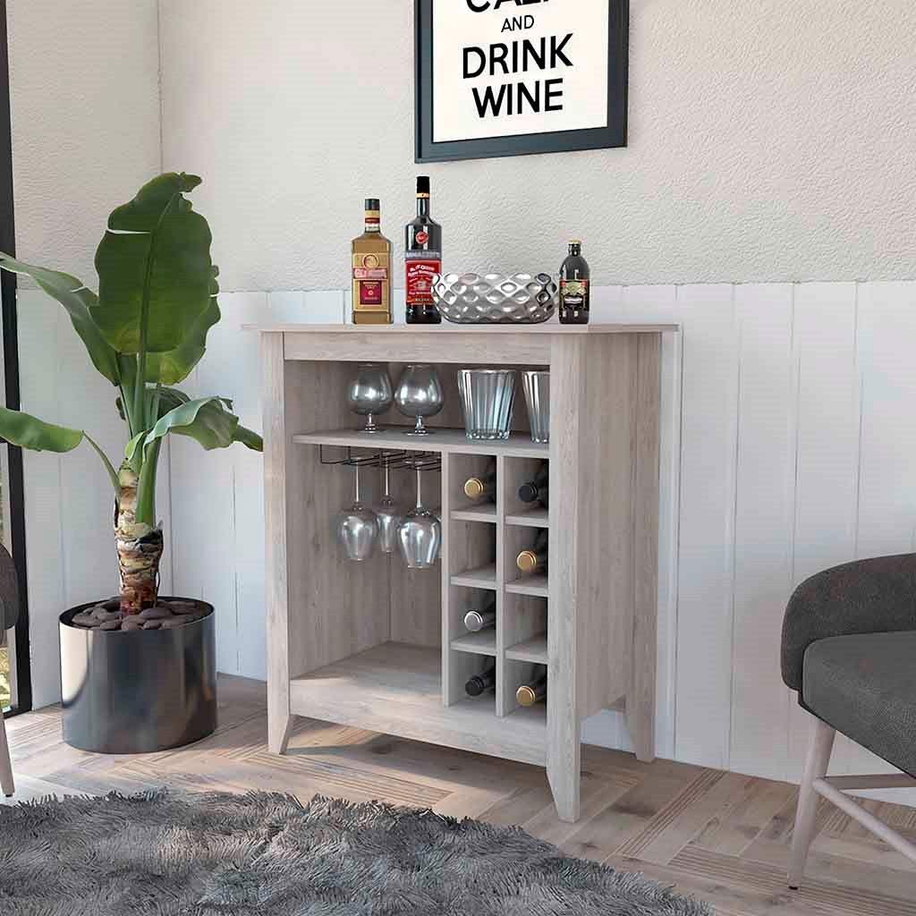 Light Gray Bar Cart With Wine Storage - Image 3