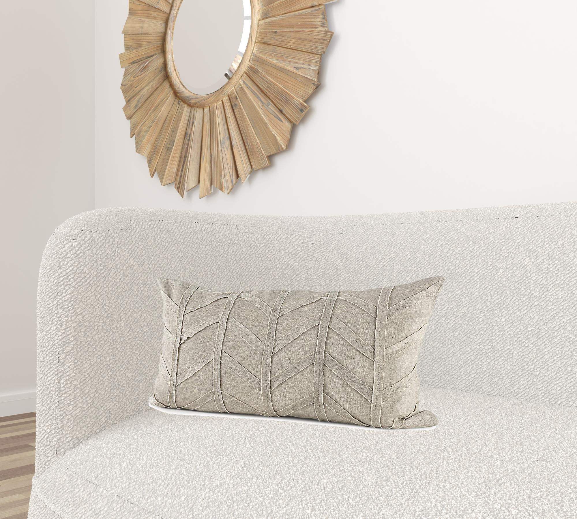 Light Gray Chevron Textured Lumbar Pillow Cover - Image 2