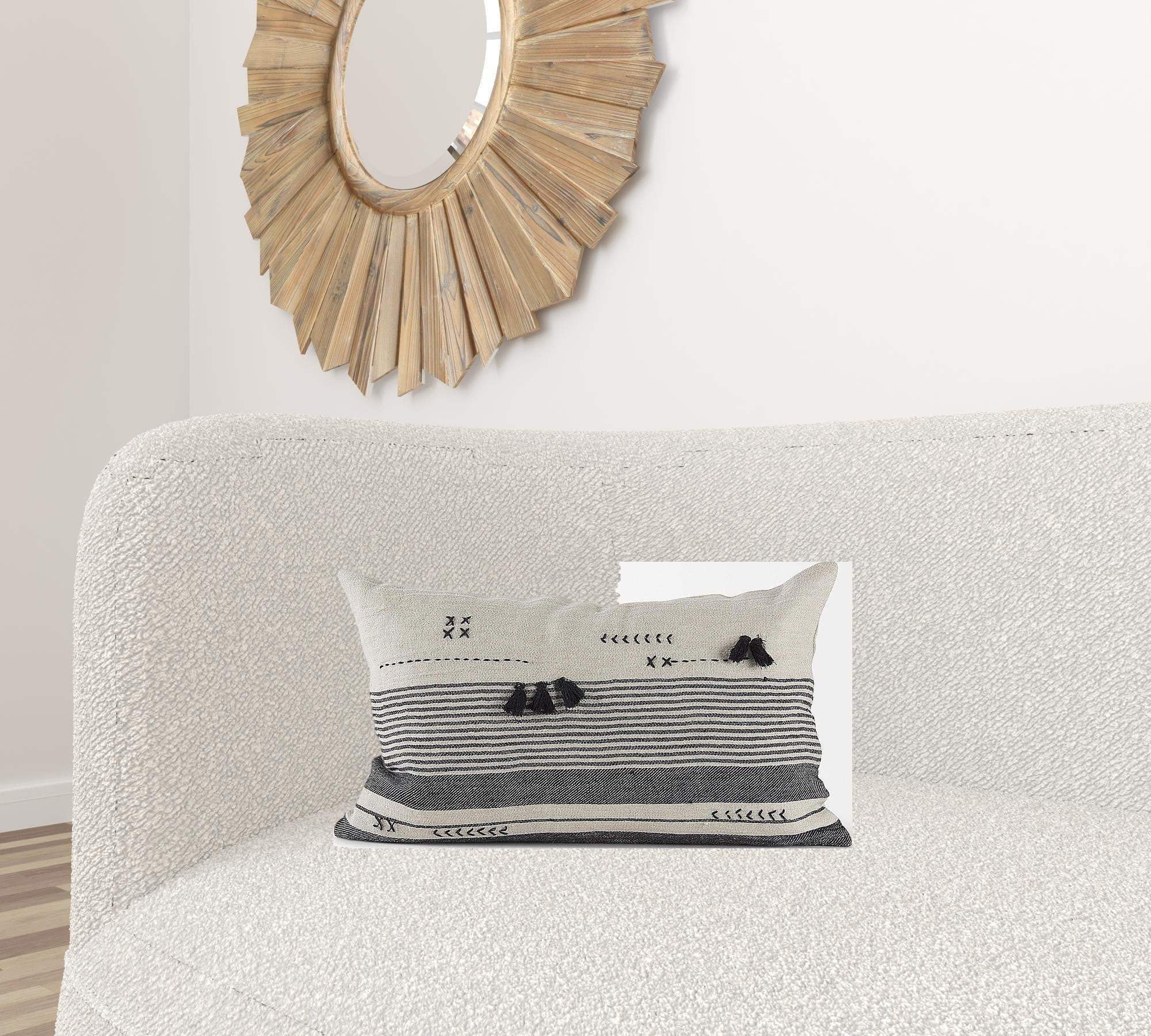 Light Gray Detailed Lumbar Throw Pillow Cover - Image 2