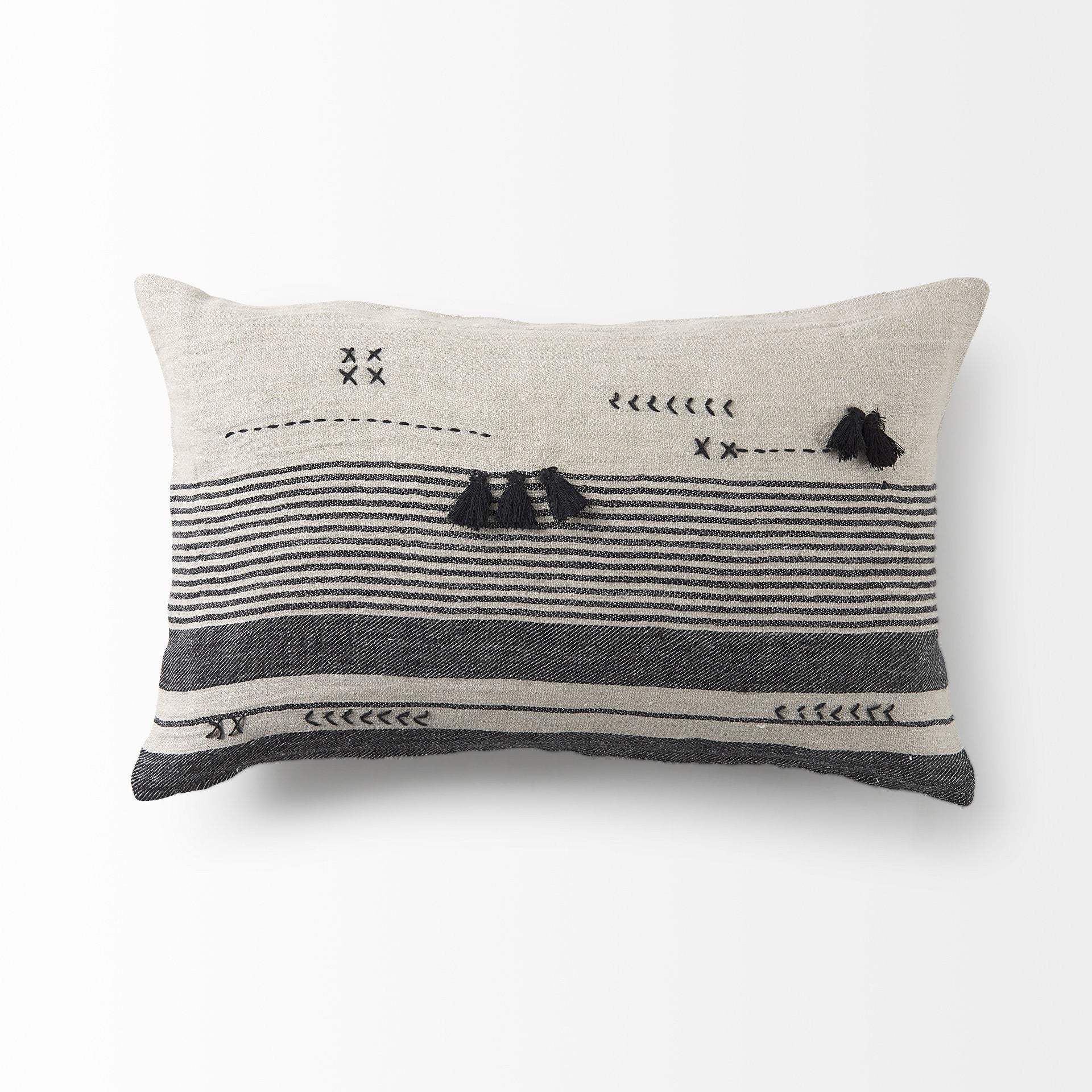 Light Gray Detailed Lumbar Throw Pillow Cover - Image 5