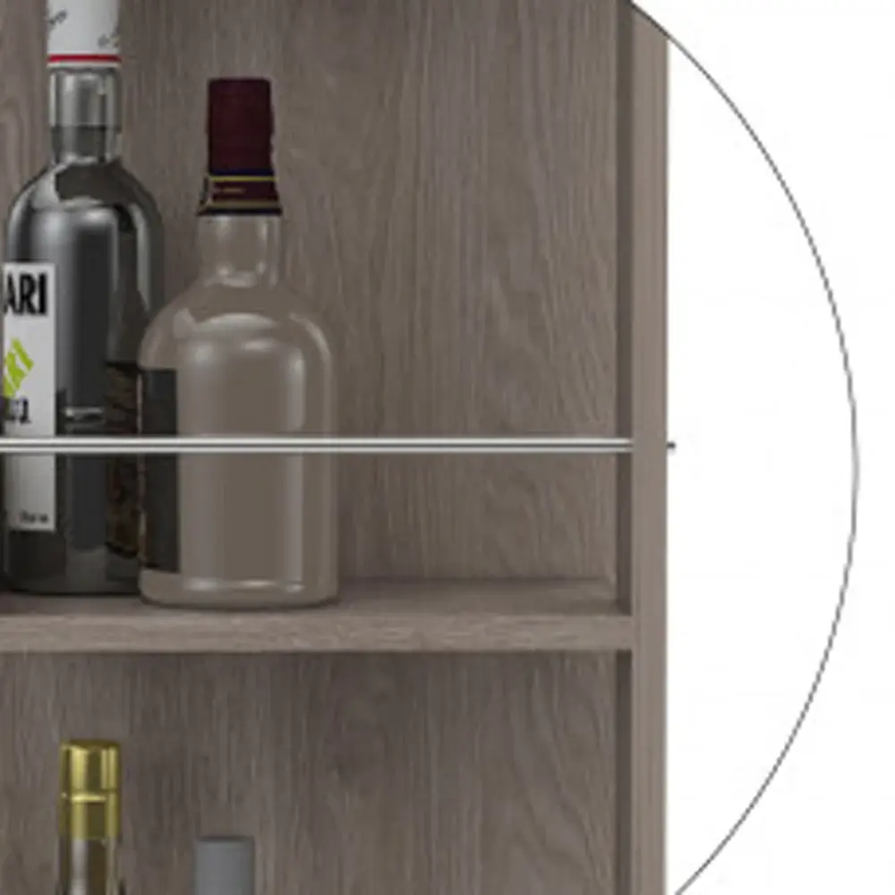 Light Gray Rolling Bar Cart With Wine Storage - Image 4