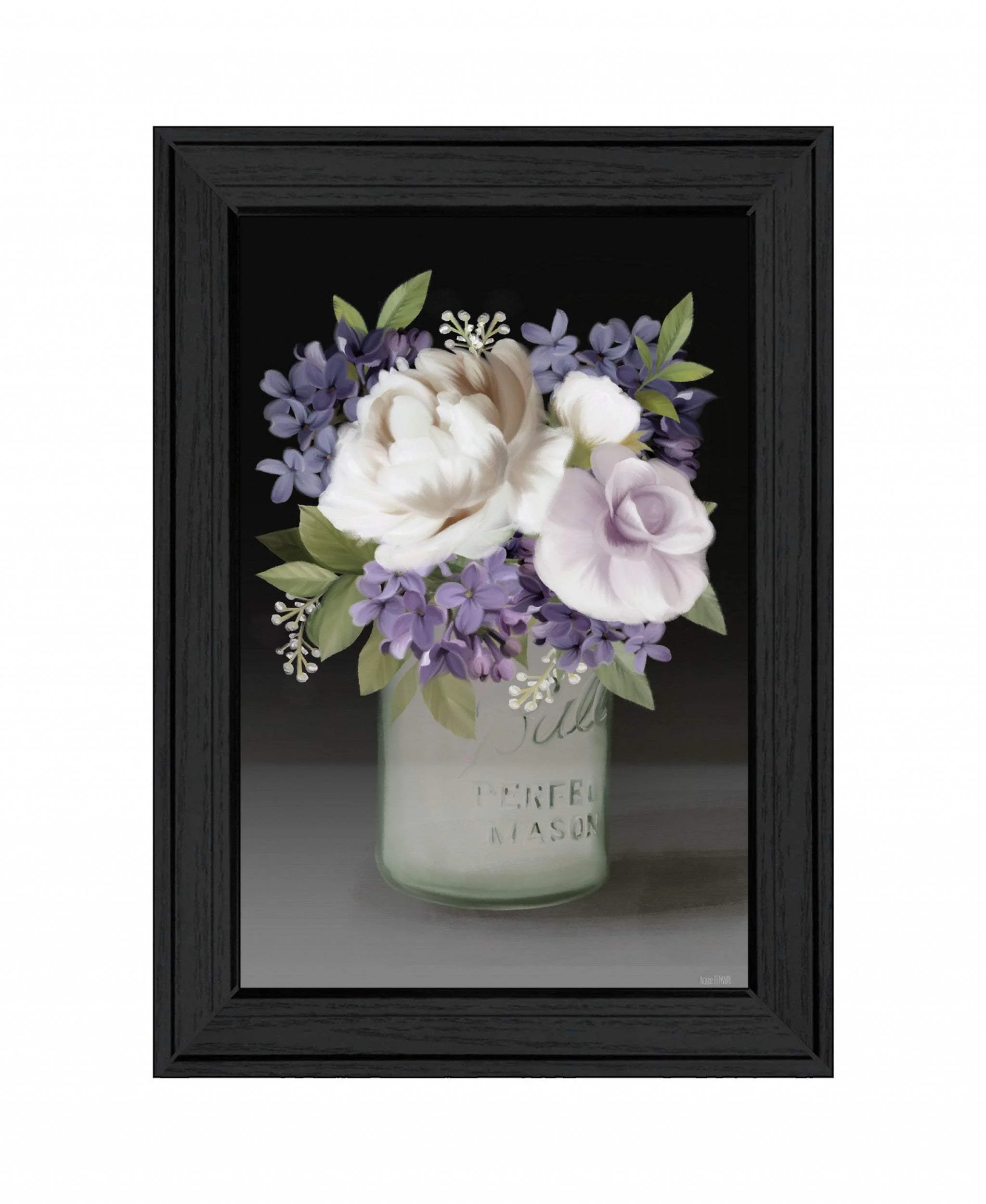 Lilac Mason Jar Floral 3 Black Framed Print Wall Art - Image 2